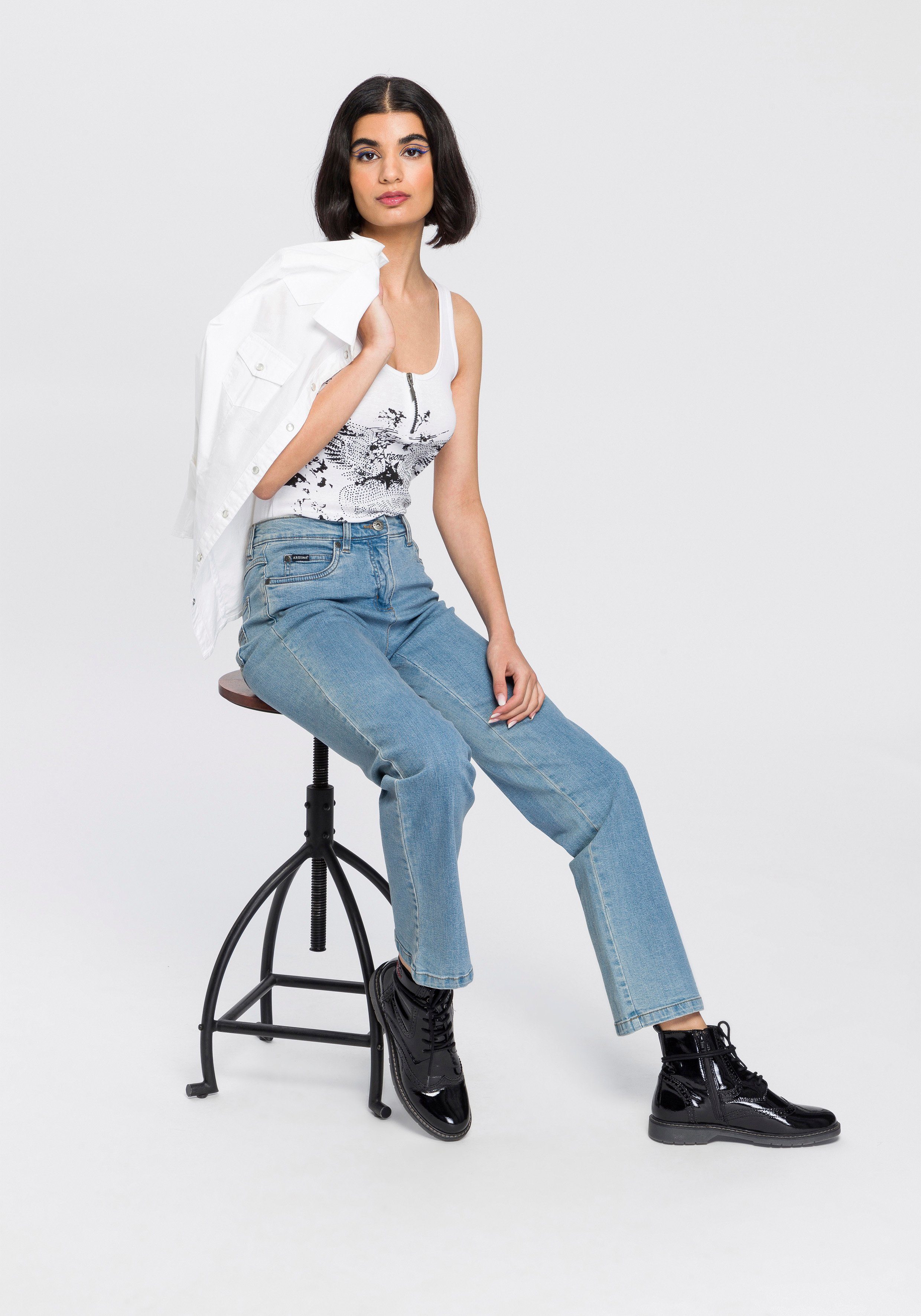 Arizona Rechte jeans Annett comfortabele pasvorm, 5-pocket-stijl, hoge taille