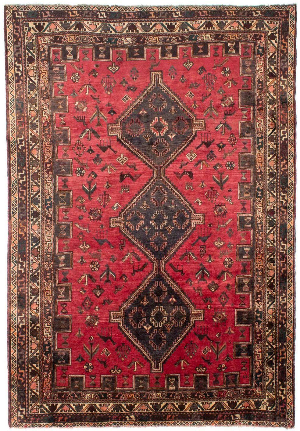 morgenland Wollen kleed Shiraz medaillon rosso 294 x 217 cm Uniek exemplaar met certificaat