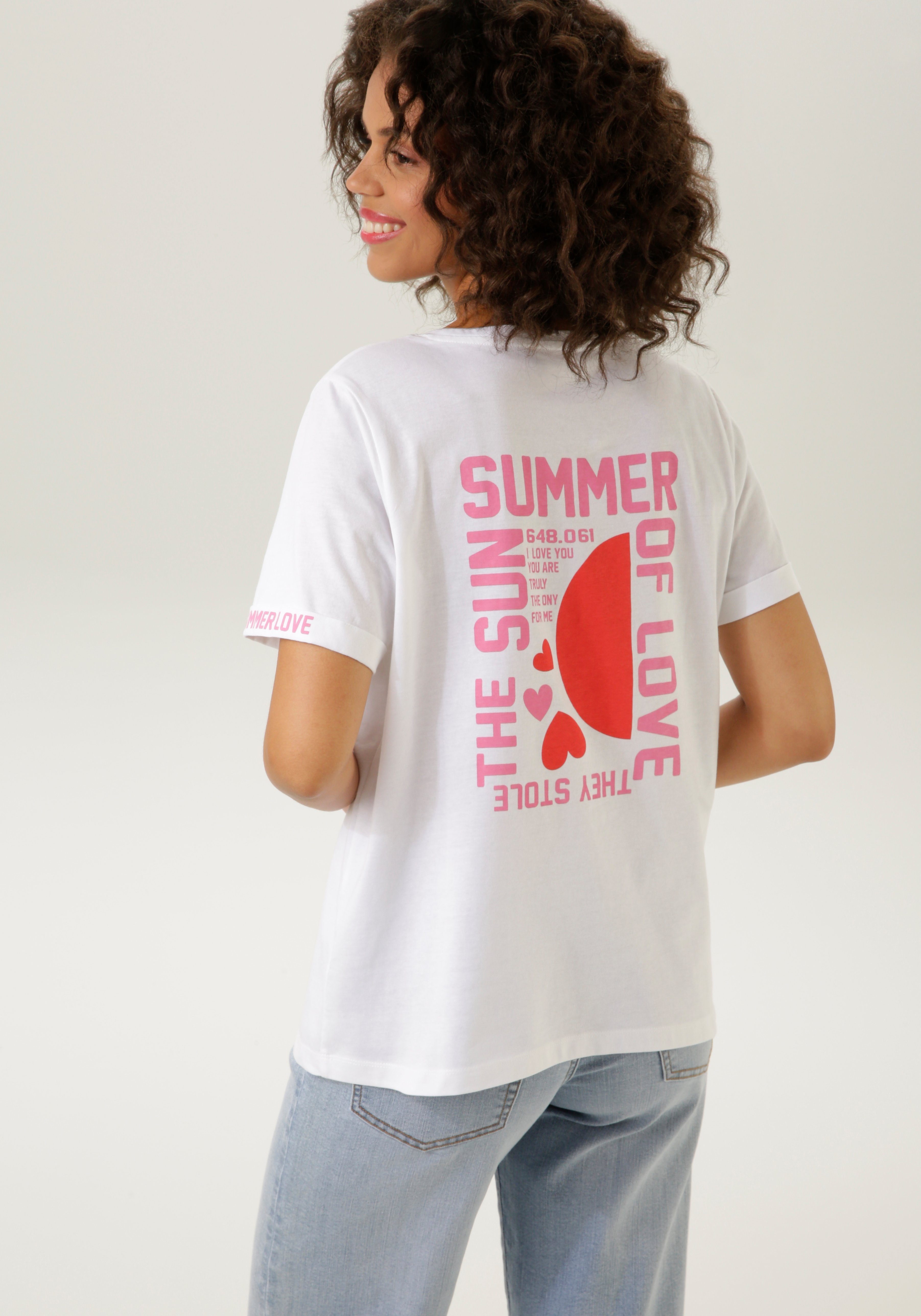Aniston CASUAL T-shirt met hartjes en bedrukte achterkant