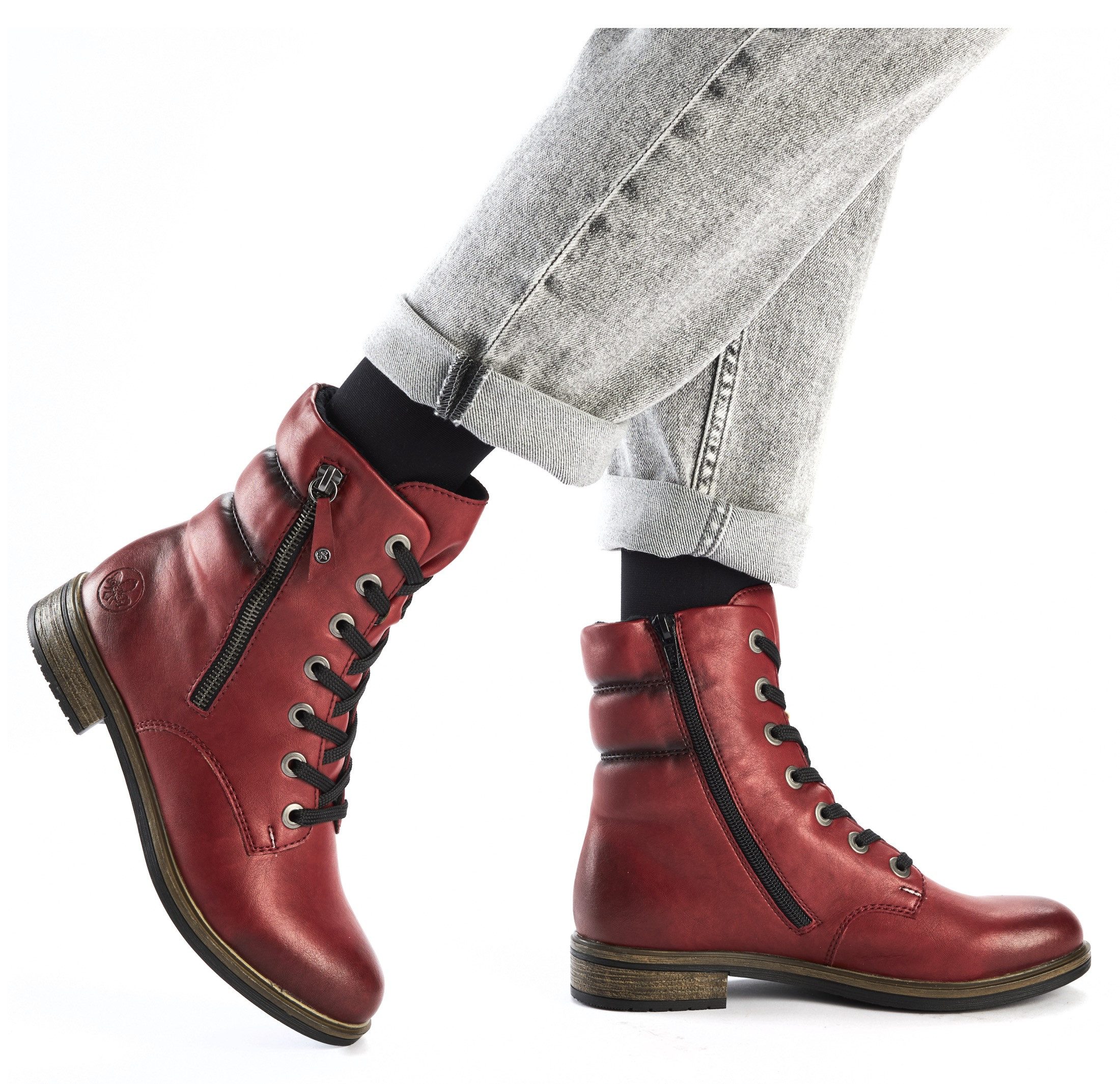 Rieker Veterlaarsjes lace-up boots, ankle boots, block heel, with inner zipper