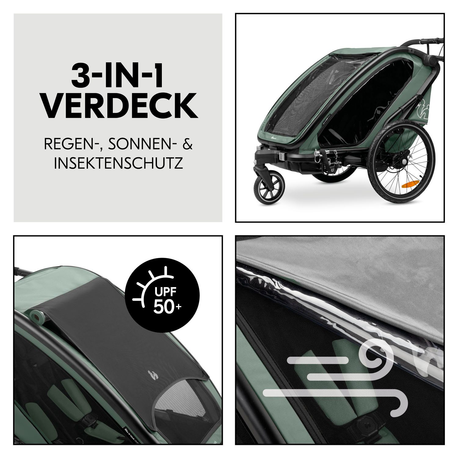 Hauck Kinderen fiets aanhanger Bike N Walk Duo voor 2 kinderen, incl. dissel