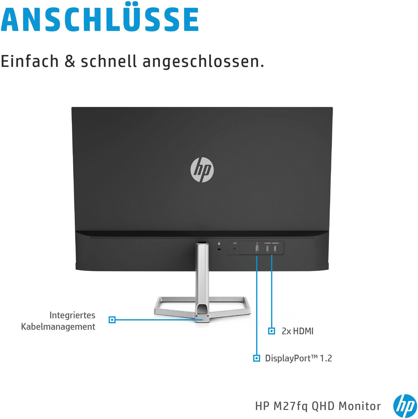 HP Ledscherm M27fq QHD (HSD-0093-K), 69 cm / 27", QHD