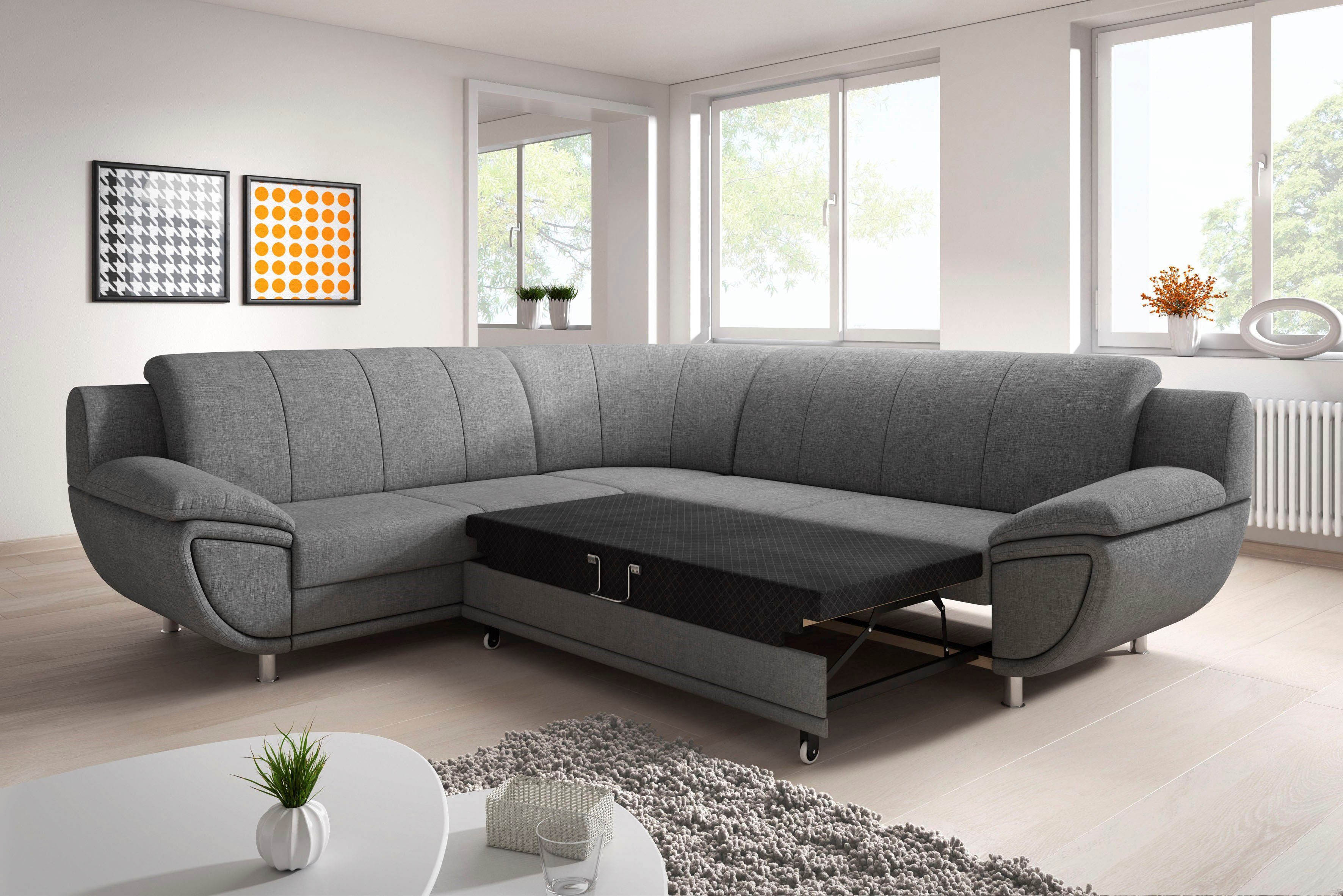 TRENDMANUFAKTUR Hoekbank Rondo II, tijdloos & elegant, comfortabele armleuningen, L-vorm