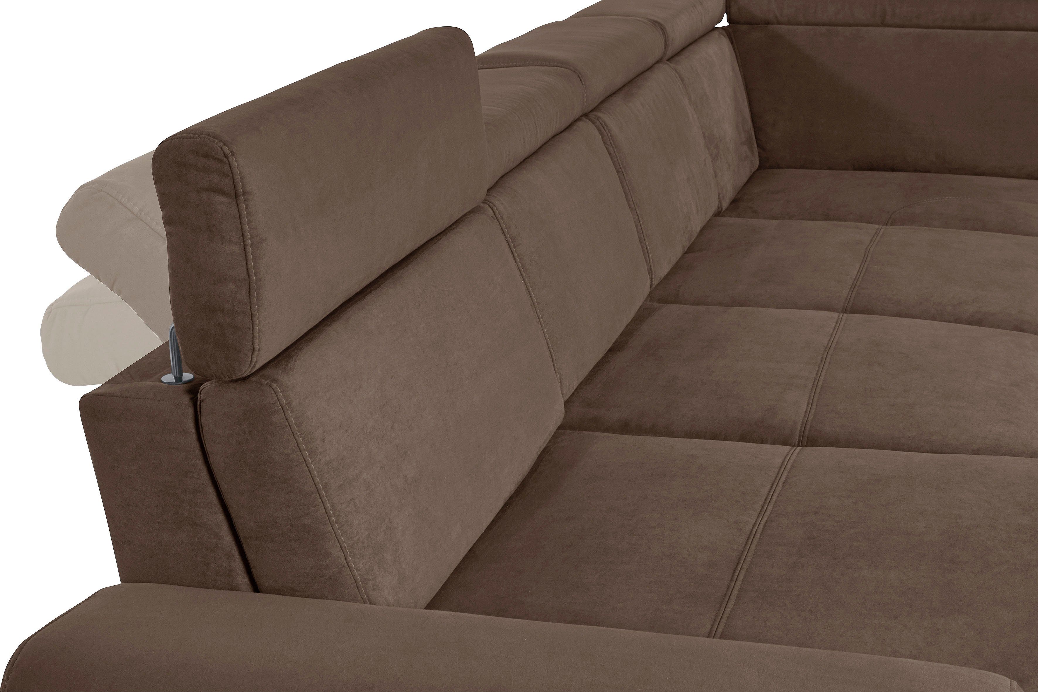 sit&more Zithoek Gizeh U-vorm 12 cm poothoogte, inclusief zitdiepteverstelling en verstelbare hoofdsteun