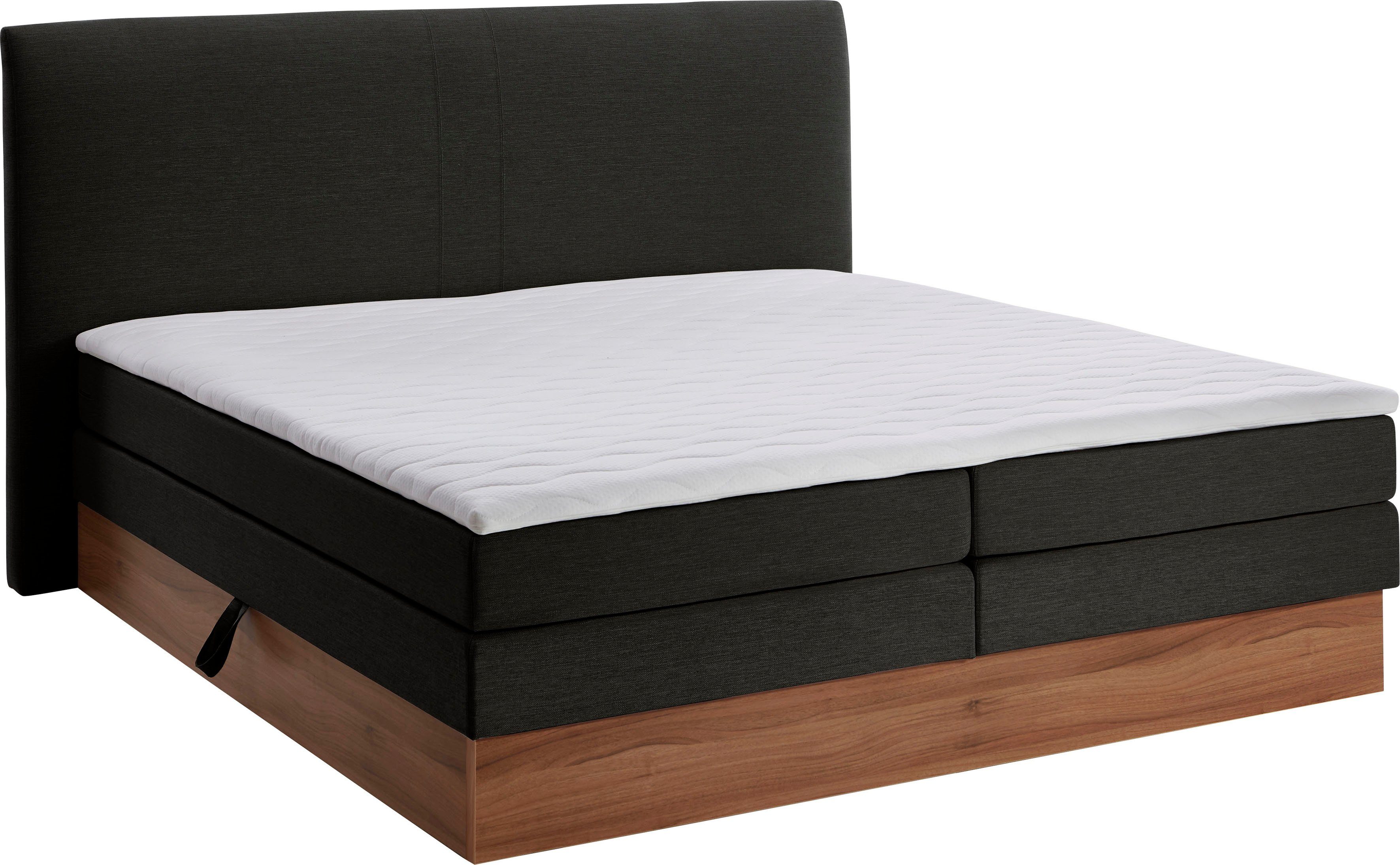 Home affaire Boxspring Blomen met walnoot-decor, met bedkist, verschillende hardheden, met topmatras