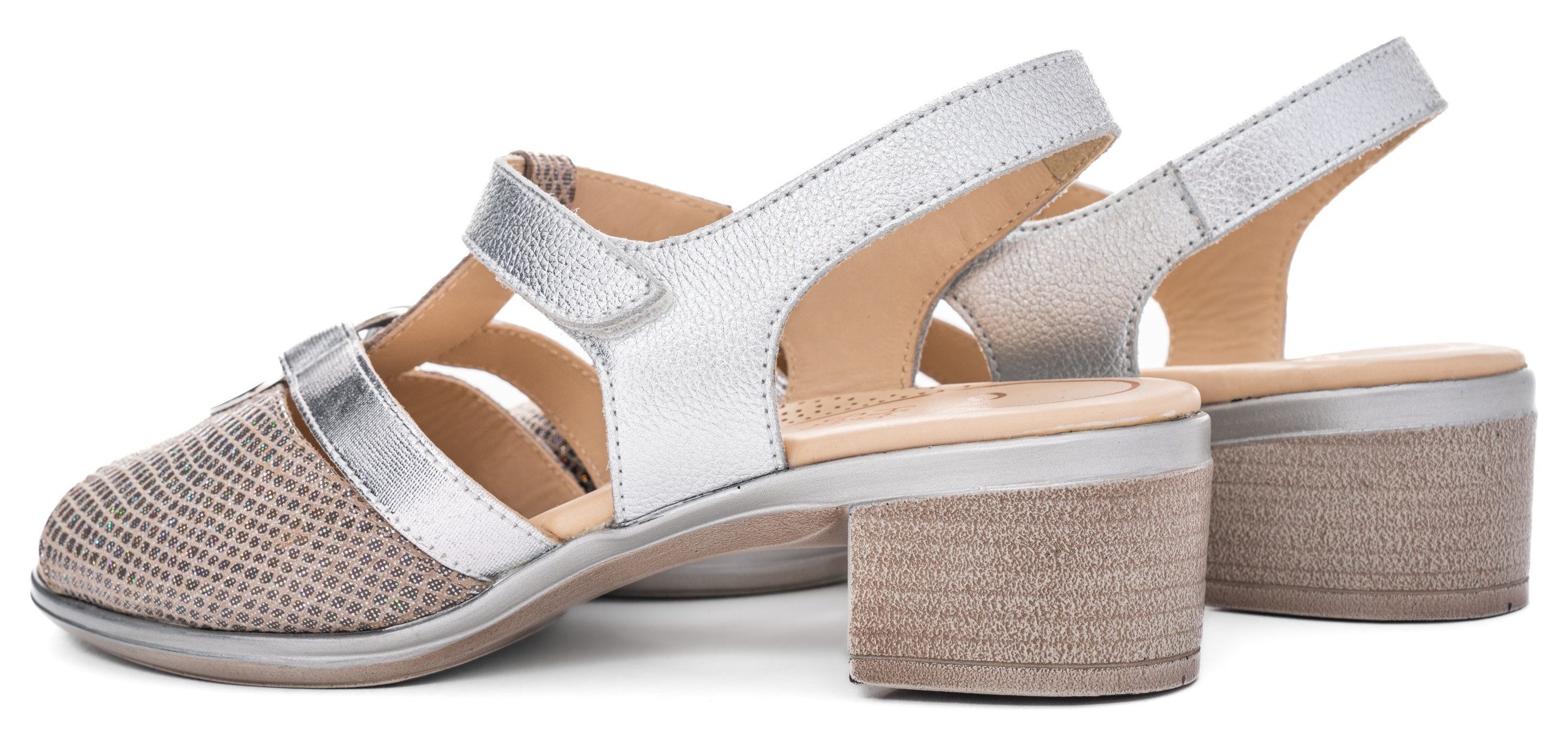 Ara Sandaaltjes Lugano , feestdag schoen, glittersandaal, kitten heel met blokhak, h-breedte
