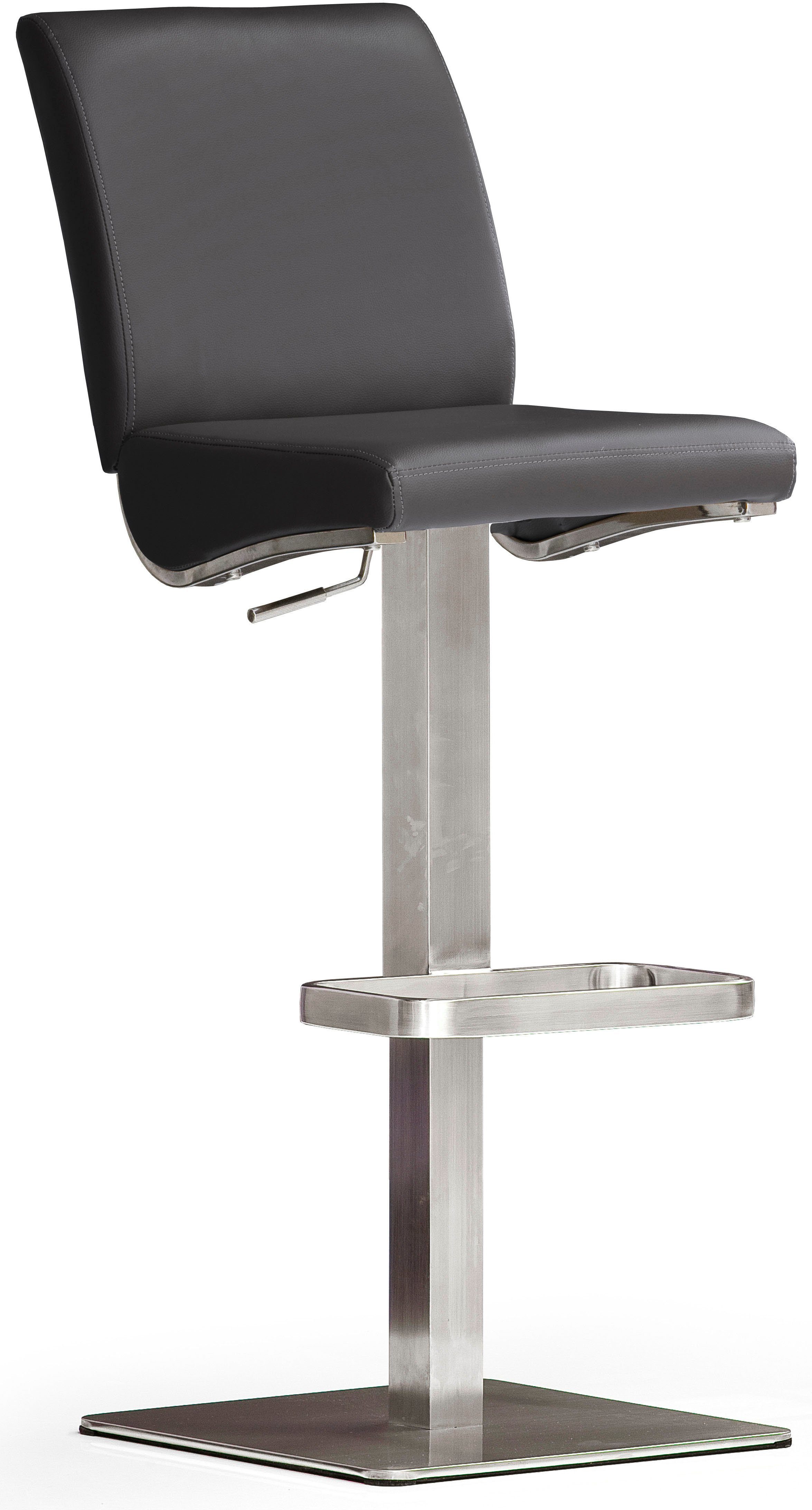 MCA furniture Bistrostoel BARBECOOL met rugleuning, vierkante bodemplaat, 180° draaibaar, zithoogte van 55-80 cm barkrukken zwart
