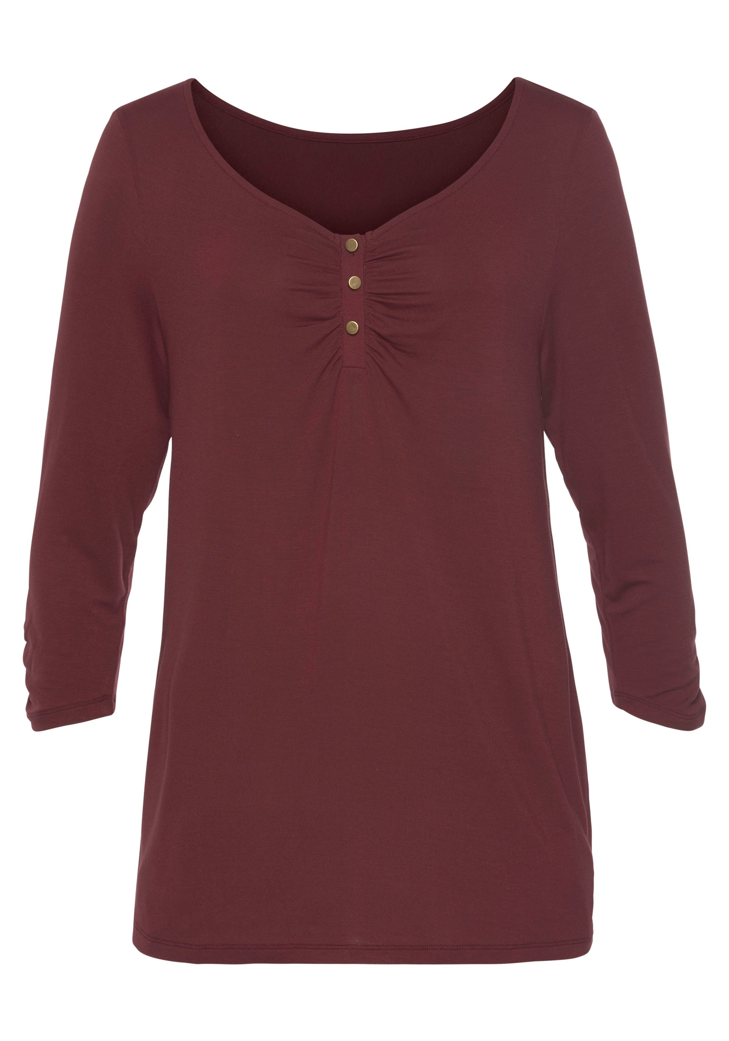 Vivance Shirt met 3/4-mouwen met fijne plooi (Set van 2)