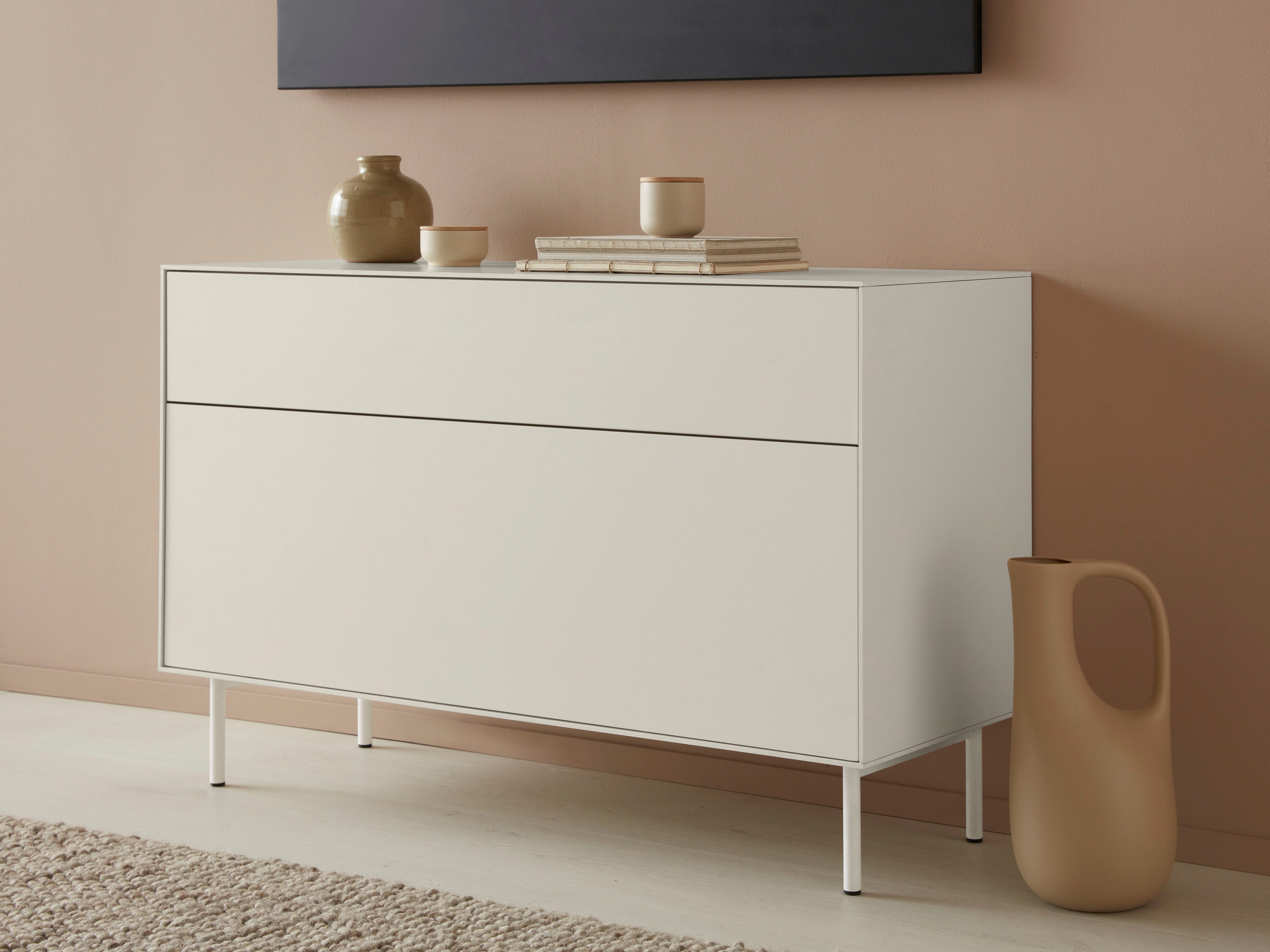 LeGer Home by Lena Gercke Tv-meubel Essentials Breedte: 112 cm, MDF gelakt, push-to-open-functie lowboards grijs