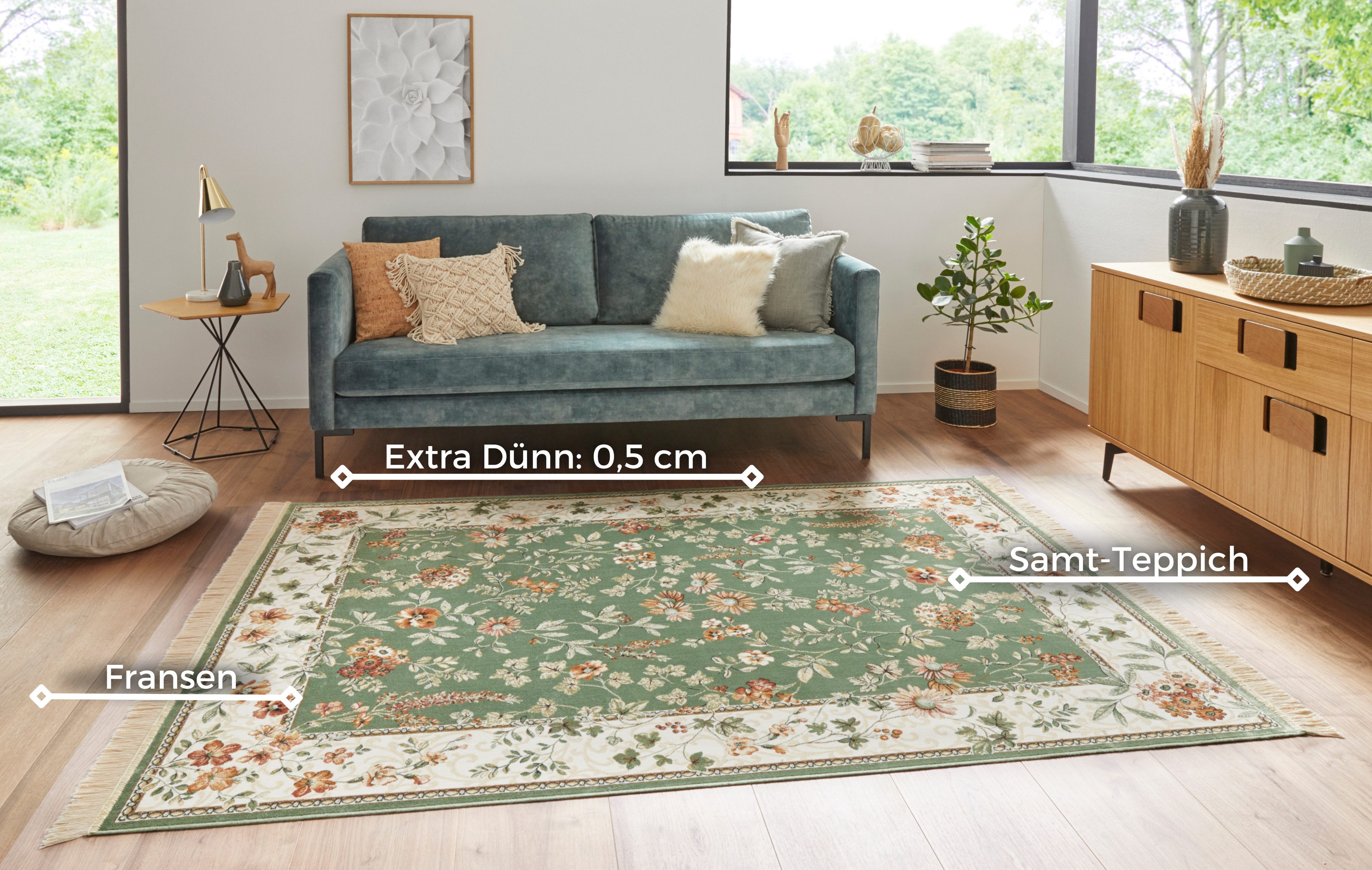 NOURISTAN Vloerkleed Orient Flowers Korte pool met franjes, Orient, woonkamer, slaapkamer, eetkamer