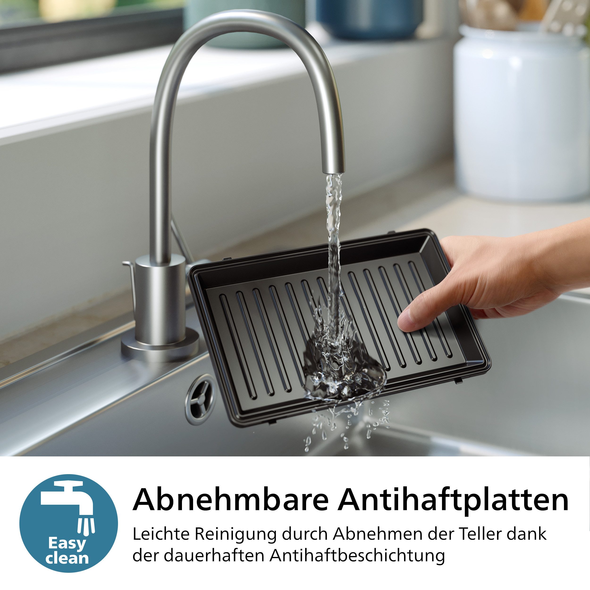 Philips Sandwichmaker 5000 Series HD2350/80, met 3 verwisselbare plaatsets gelijkmatige opwarming, compacte opslag, zwart / zilver