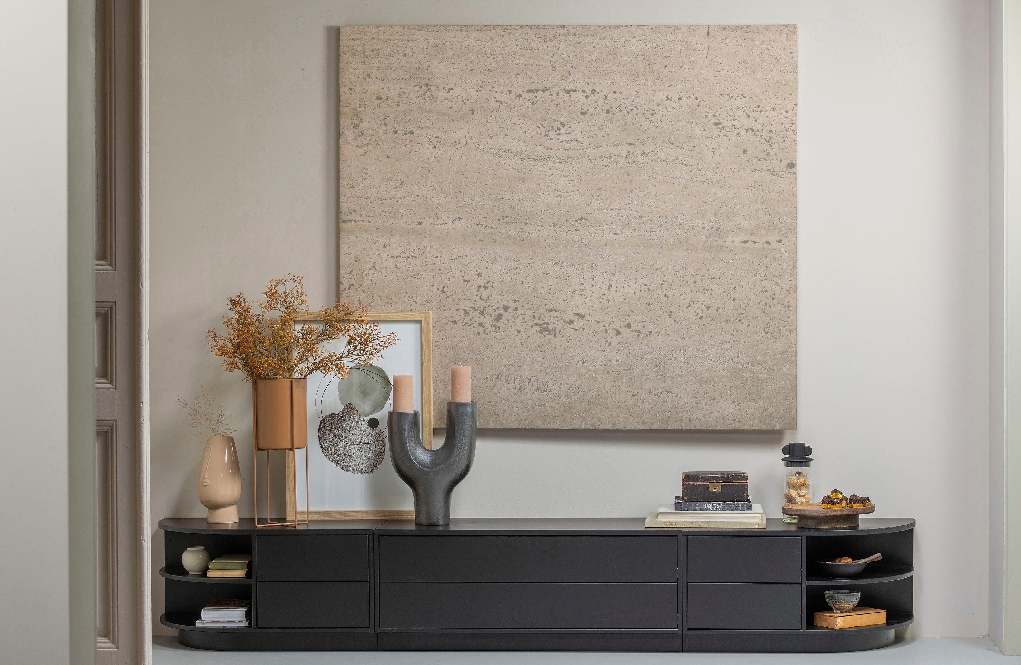 WOOOD Tv-meubel Finca, commode met afgerond afsluitend rek met modern push-to-open systeem, breedte 78 cm