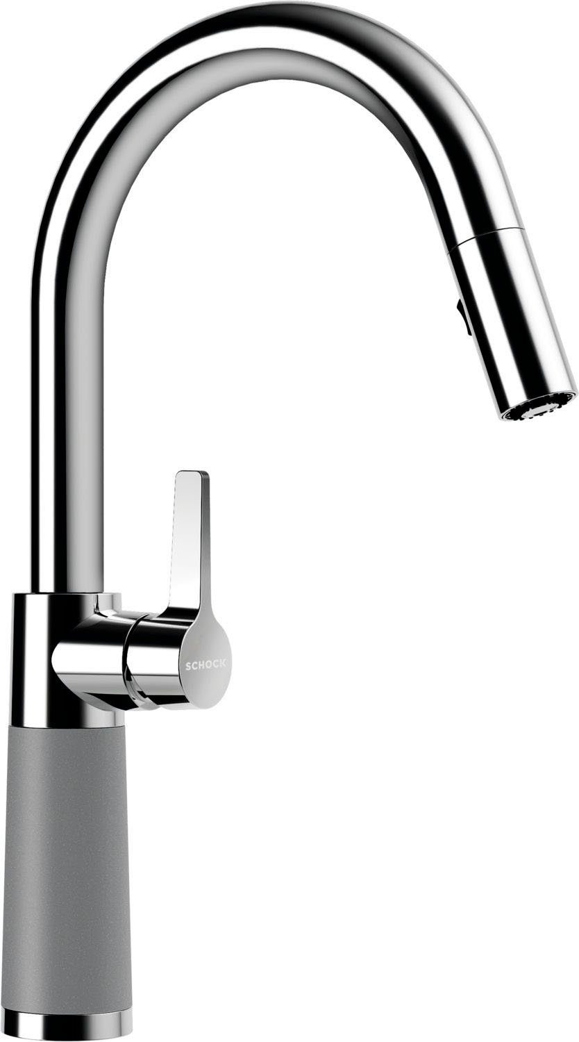 Schock Keukenkraan SC-520 SB uitschuifbaar, straal-douche, terugstroombegrenzer, draaibereik 120° keukenkranen grijs