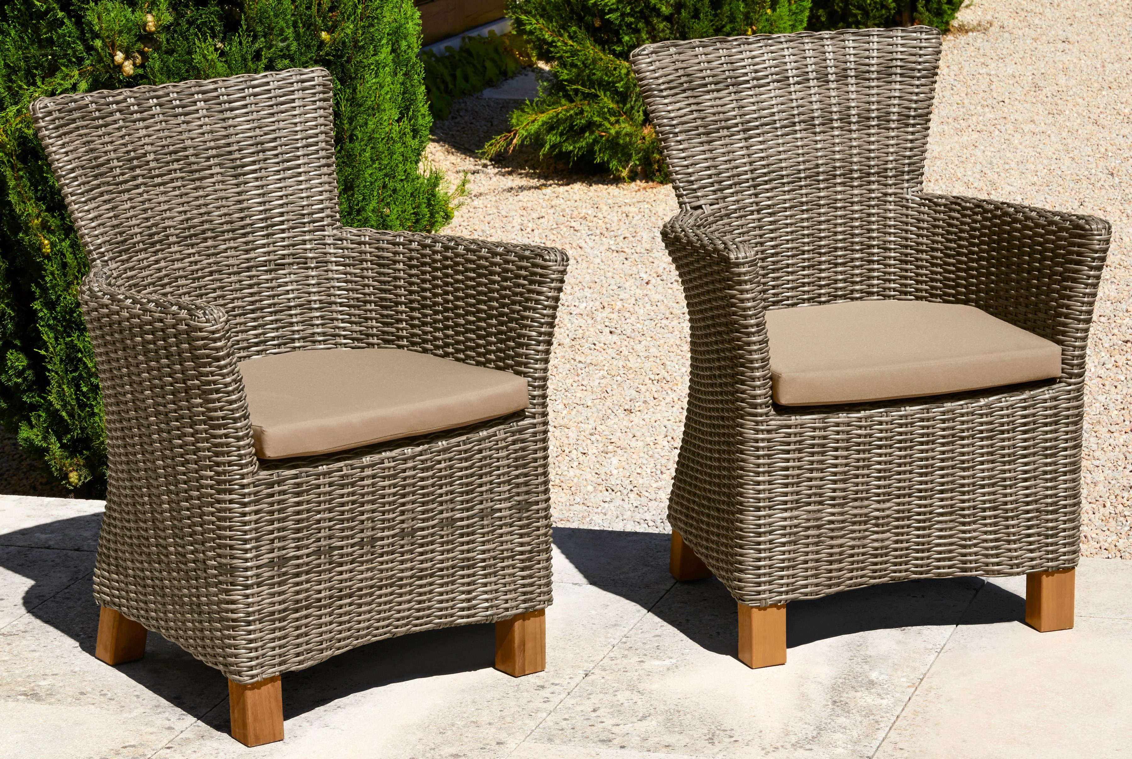 MERXX Tuinstoel Toscane set van 2, polyrotan/non-wood, grijs/bruin (set, 2 stuks) tuinstoelen bruin