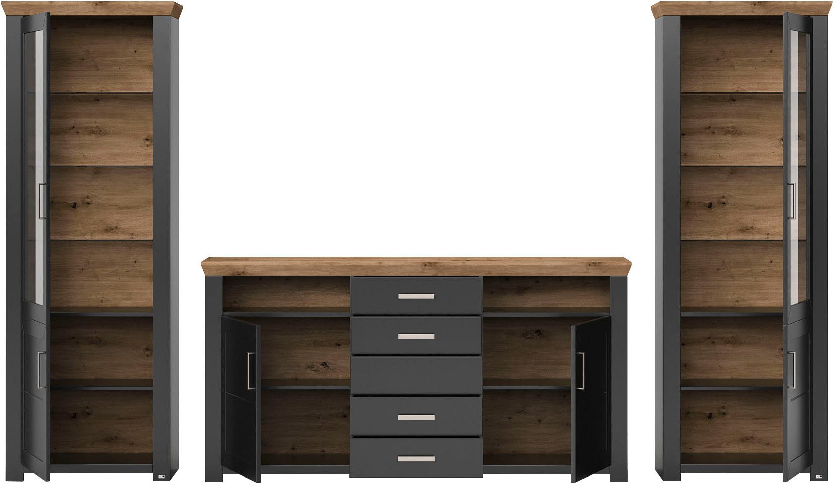 set one by Musterring Wandmeubel York Combinatie 05, in 3 kleurvarianten, totale breedte 354 cm (set, 3-delig)