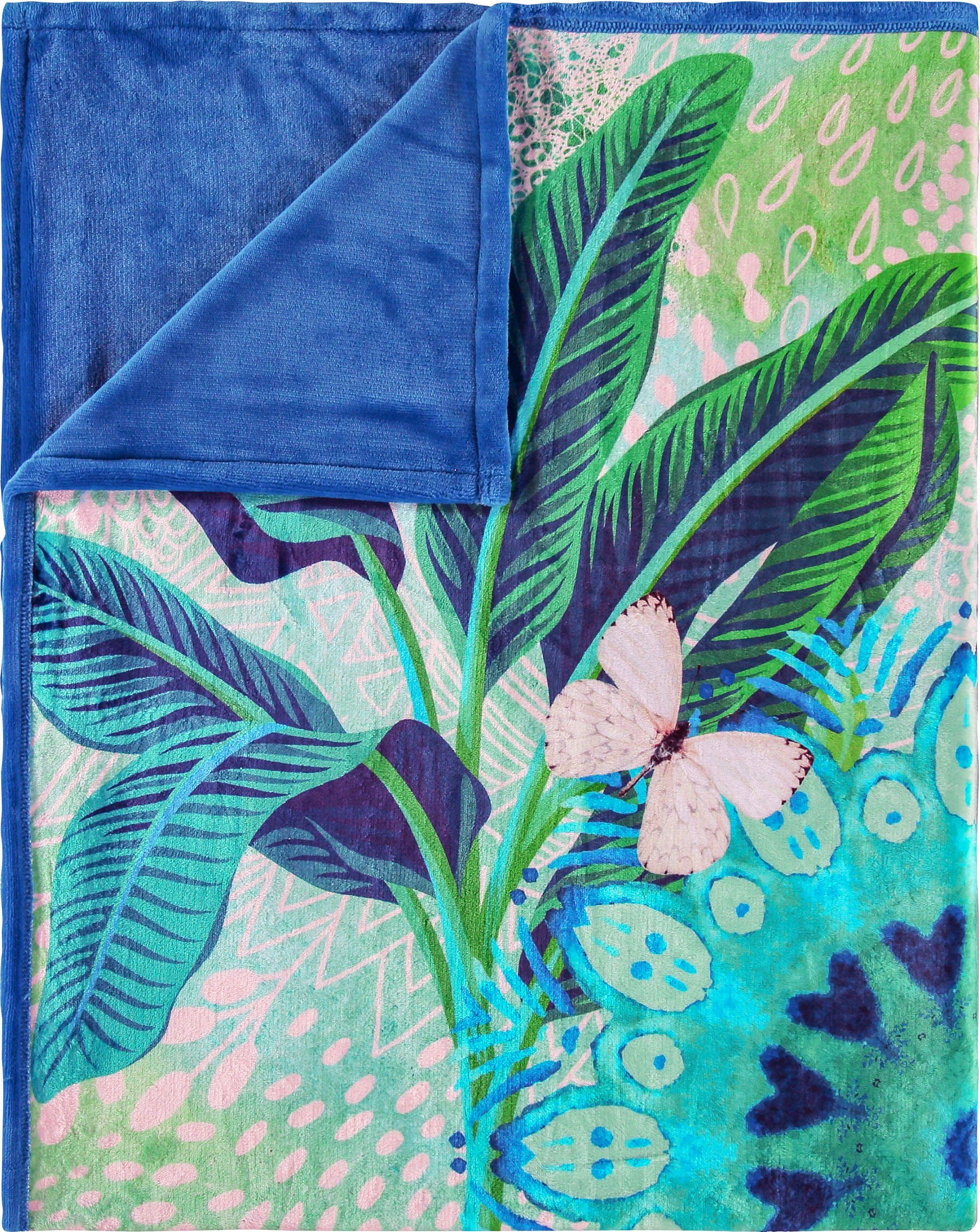 hip Plaid Isara Zacht, knuffeldeken, 130x160 cm, omkeerbaar, mandala, olifant blauw