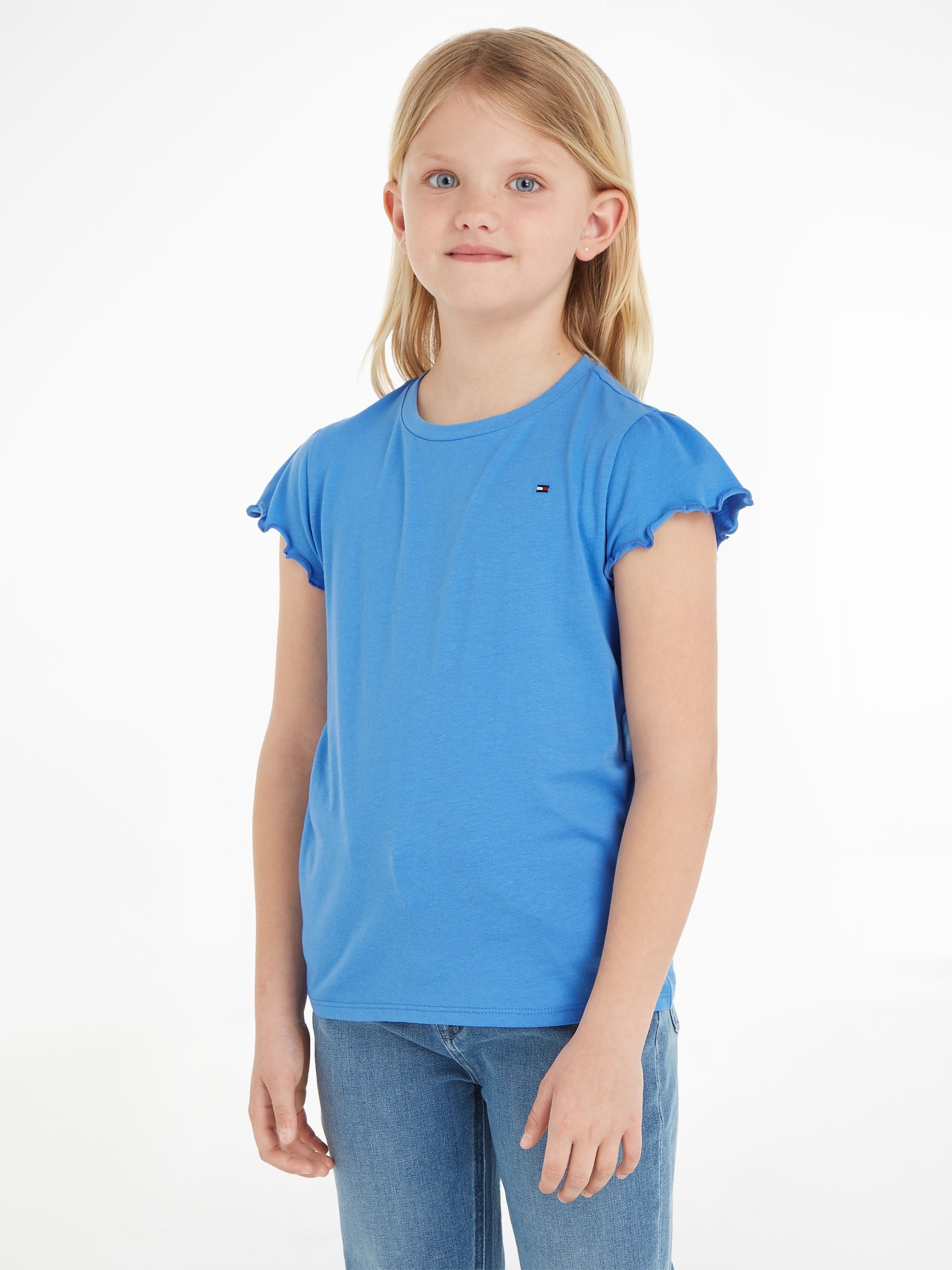 Tommy Hilfiger T-shirt ESSENTIAL RUFFLE SLEEVE TOP meisjes t-shirts maat 74 blauw