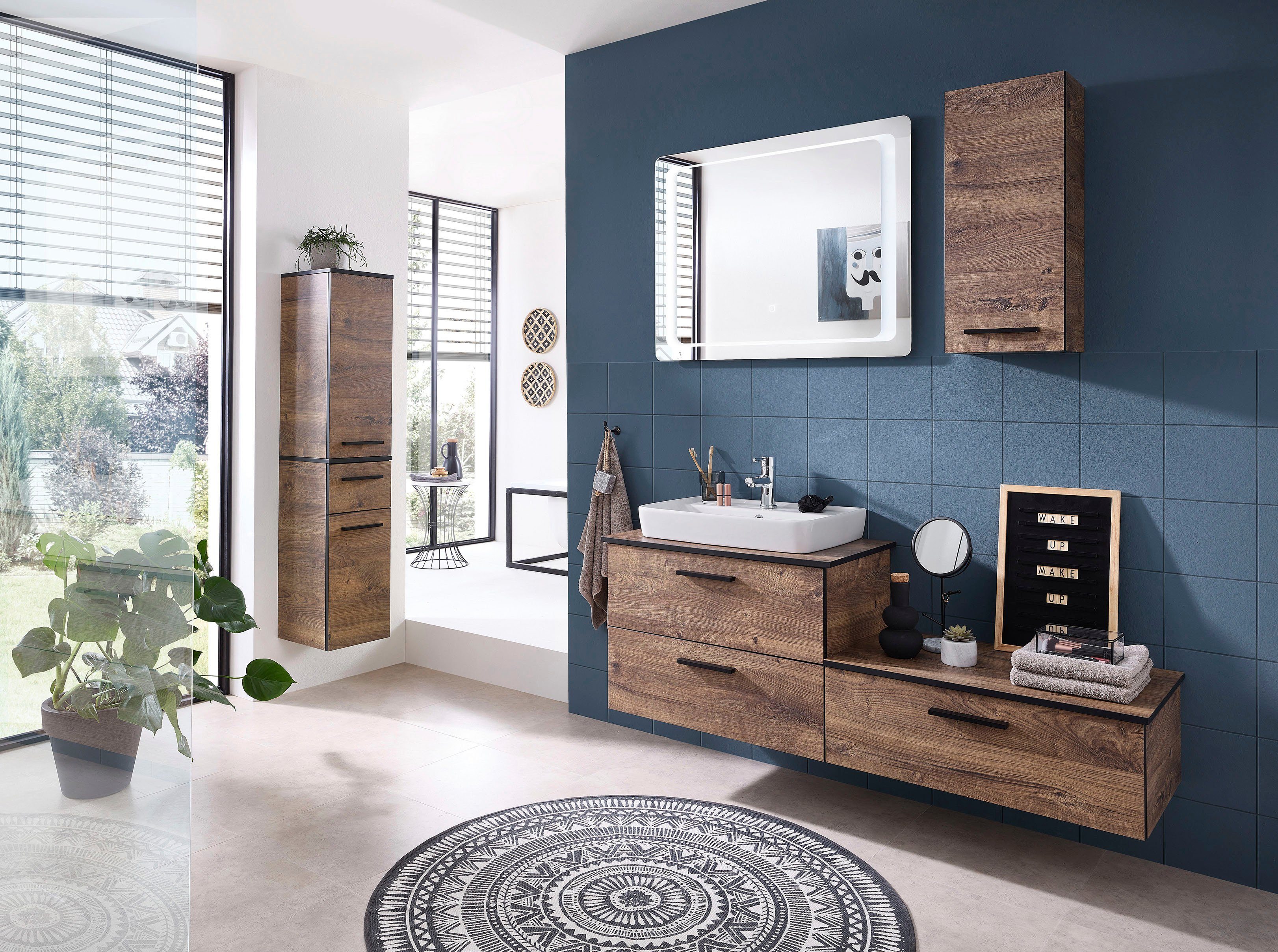 Saphir Onderkast Quickset badkast met 1 klep, inclusief afdekplaat Badkamer onderkast, eiken Ribbeck in dwarsimitatie, 71 cm breed