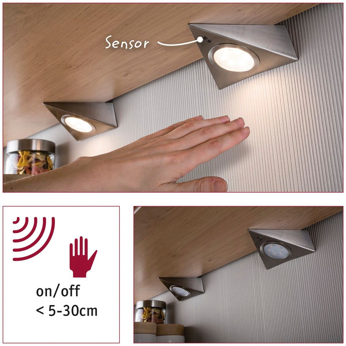 Paulmann Verlichting voor onderkast Meubel Opbouwlamp LED met nabijheidssensor incl. LED-module 3x2,8W (1 stuk)