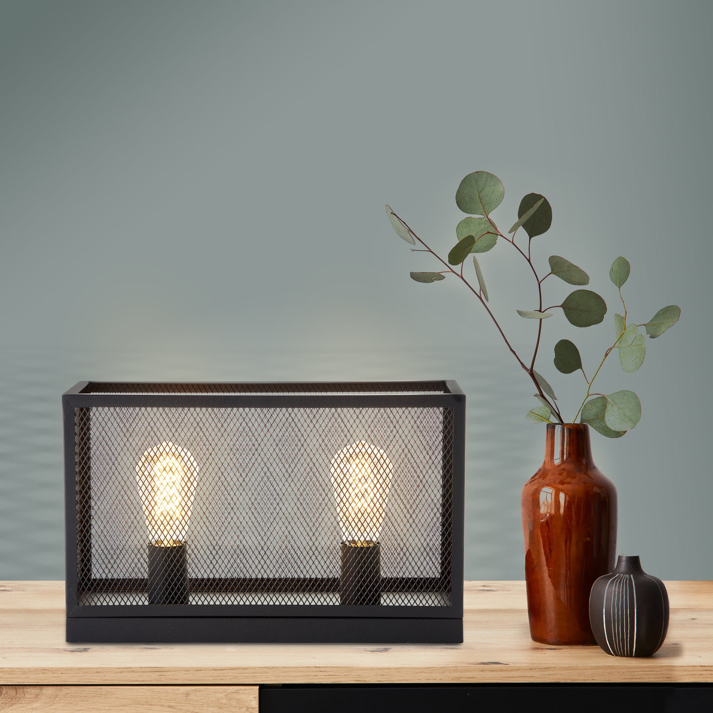 Brilliant Leuchten Tafellamp Maze 26 x 15 x 40 cm, 2 x e27, metaal, zwart korund