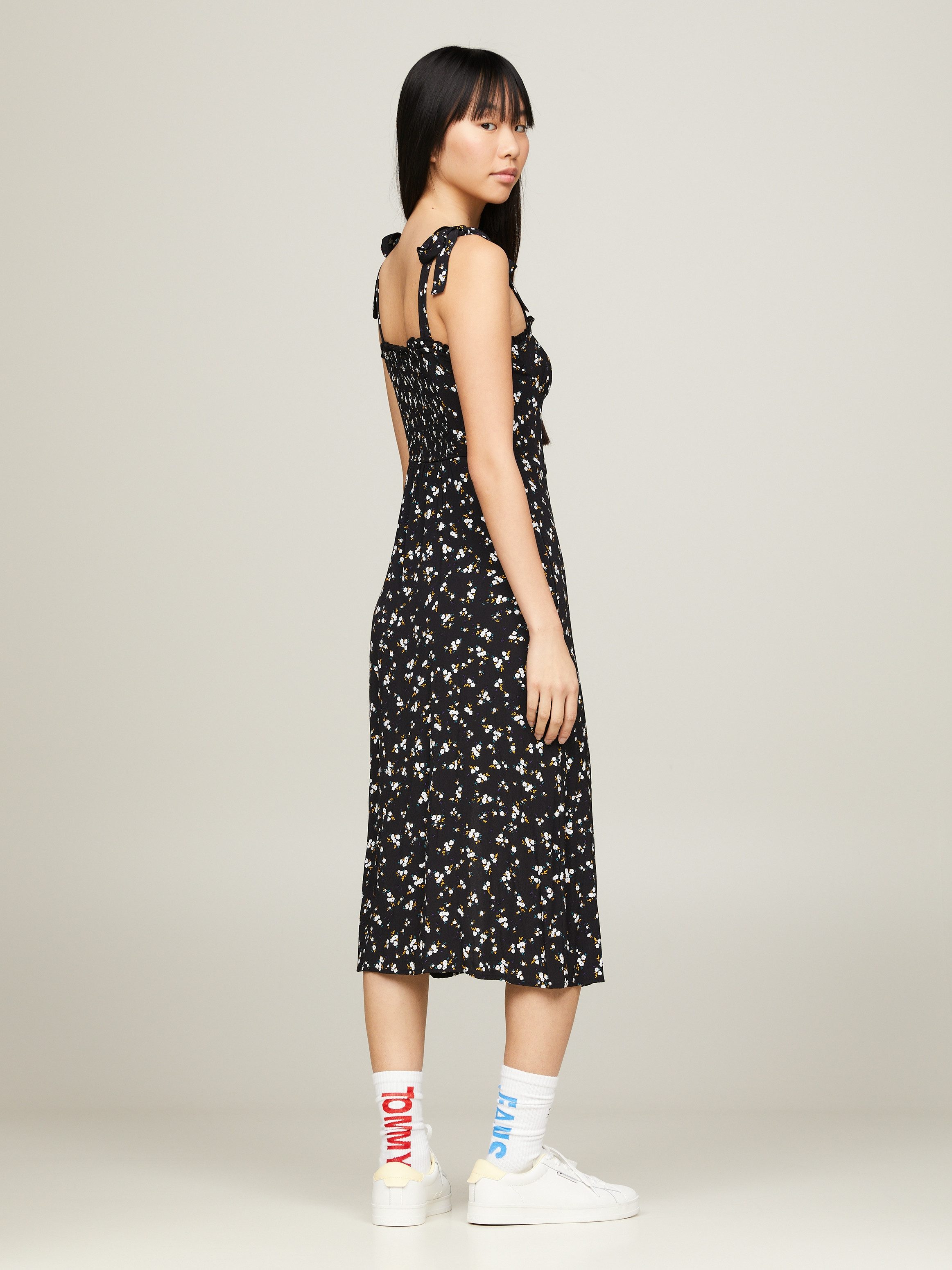 TOMMY JEANS Blousejurk TJW MIDI FLORAL RUFFLE DRESS