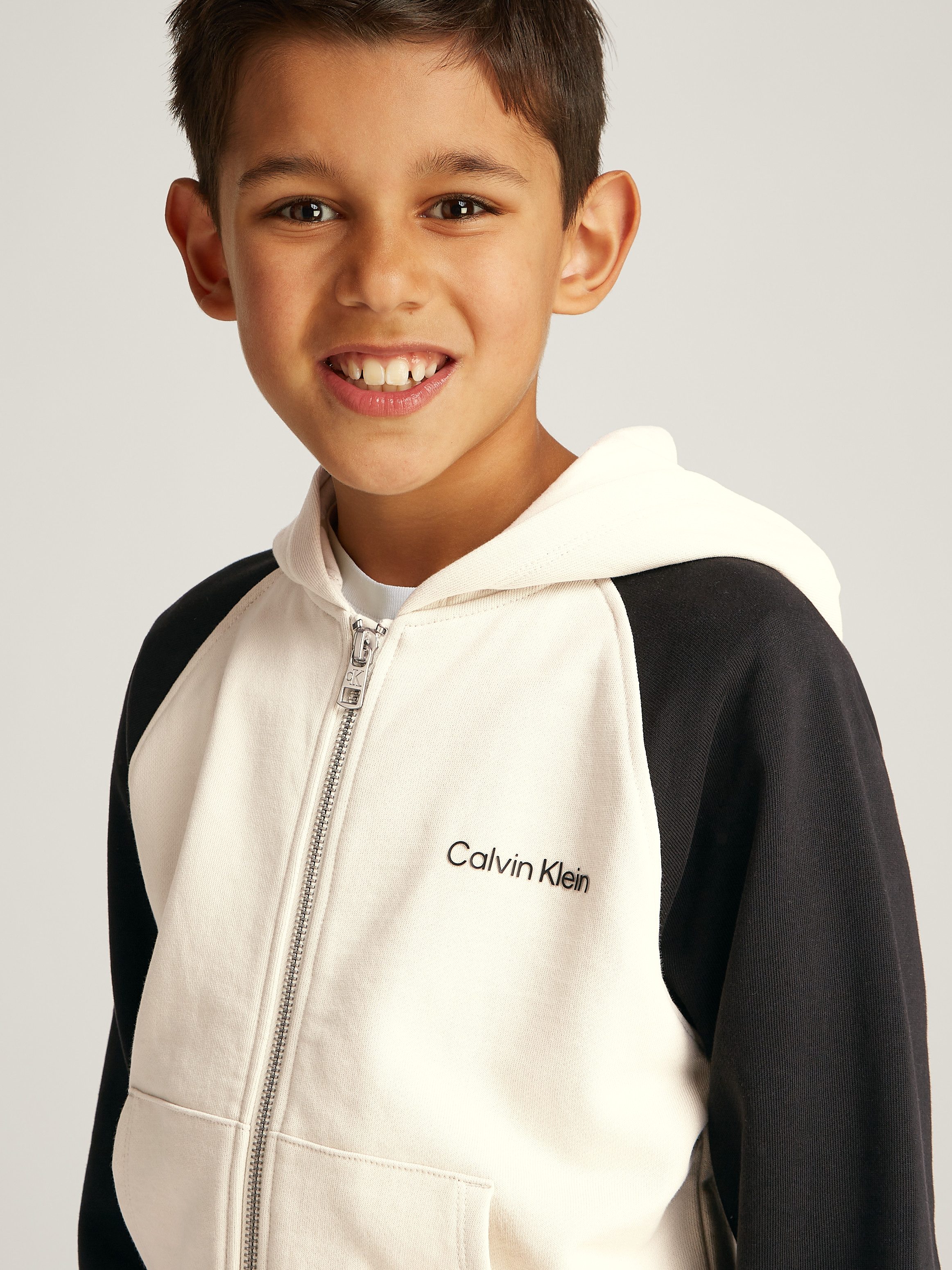 Calvin Klein Sweatvest COLOR BLOCK ZIP-THROUGH voor kinderen tot 16 jaar met logo-opdruk