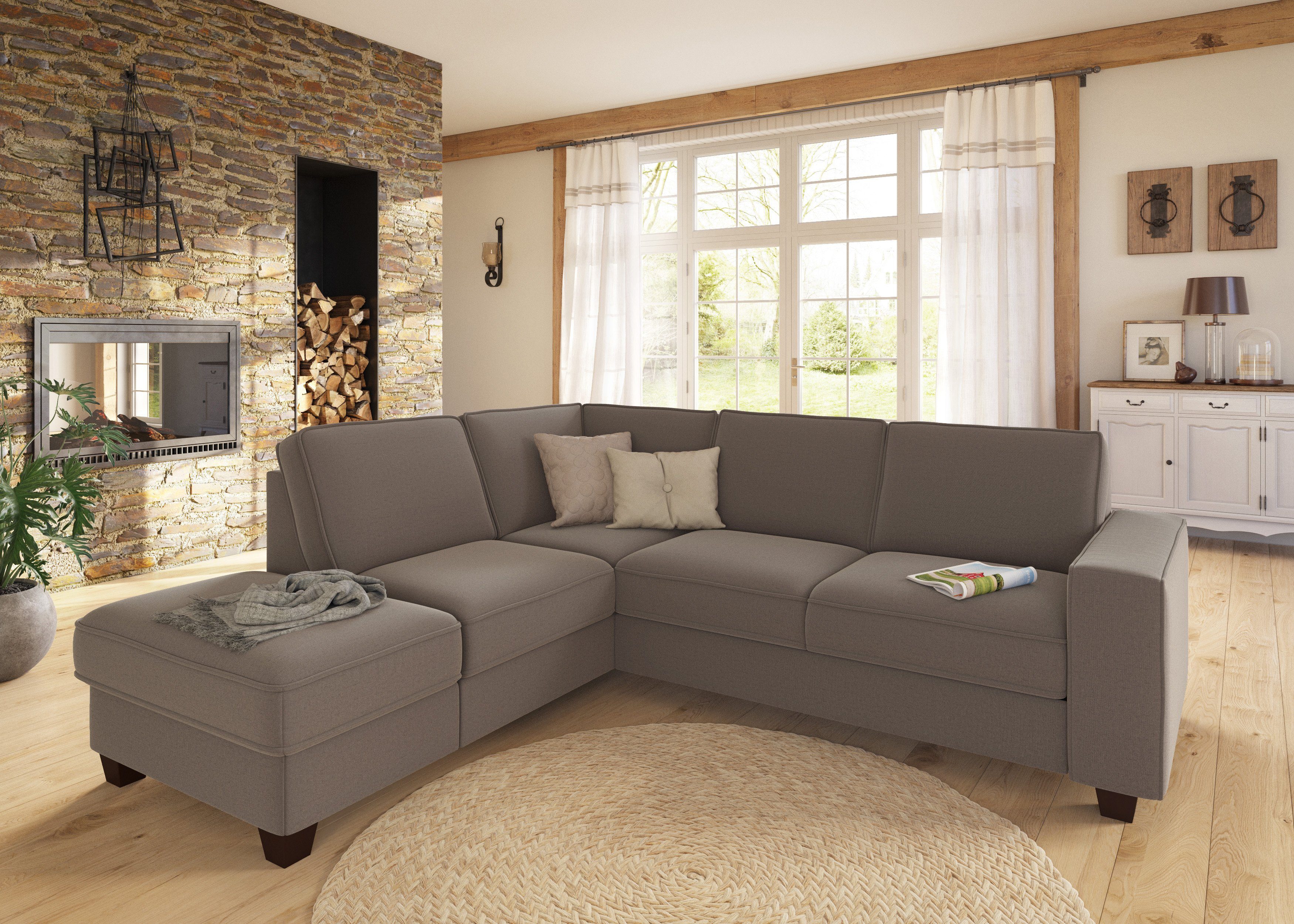 Home affaire Hoekbank County L-model naar keuze ottomane links of rechts, met binnenveringsinterieur (2-delig)