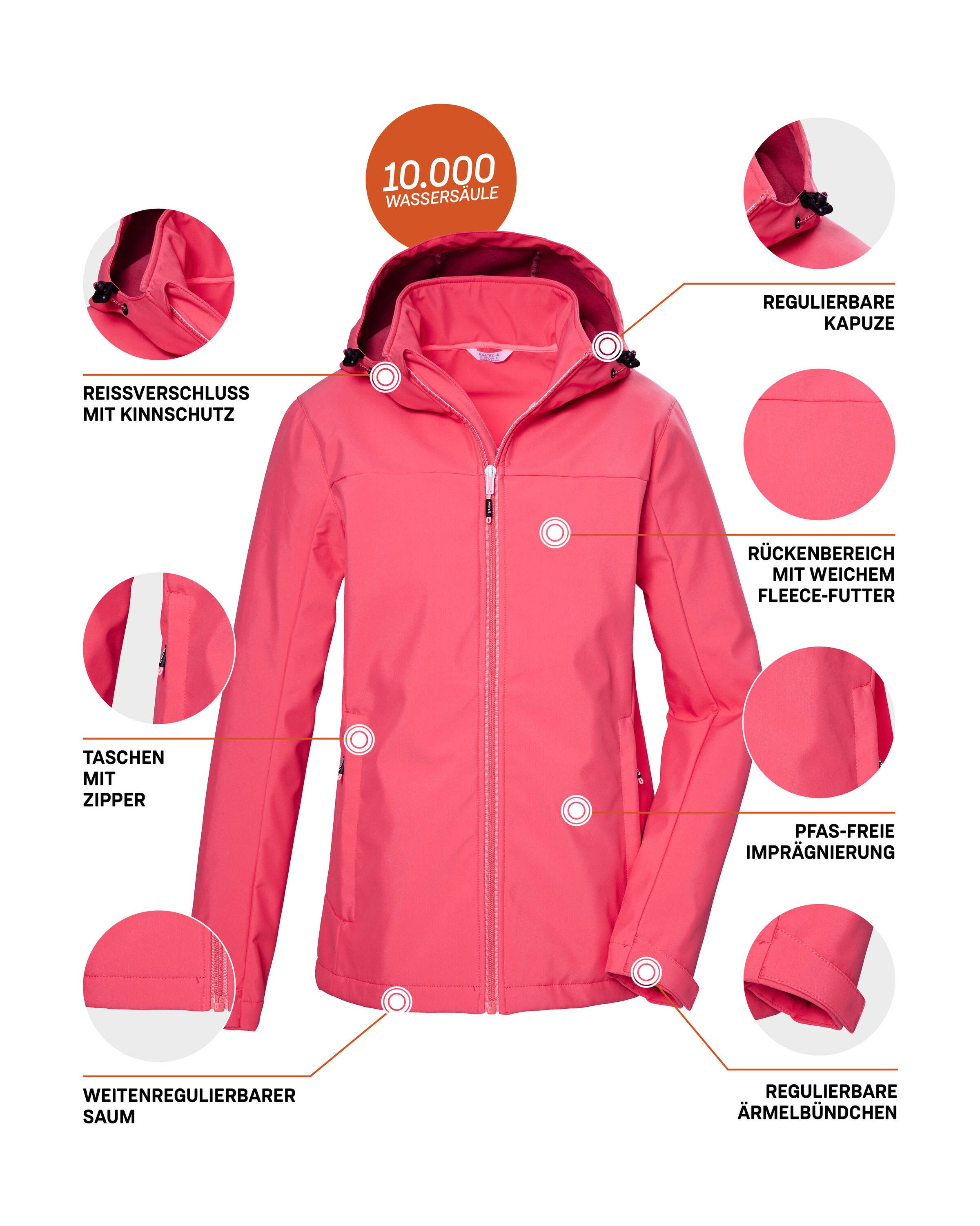 Killtec Softshell-jack KOS 102 WMN SFTSHLL JCKT Waterafstotende, ademende softshelljack, PFAS-vrij geïmpregneerd