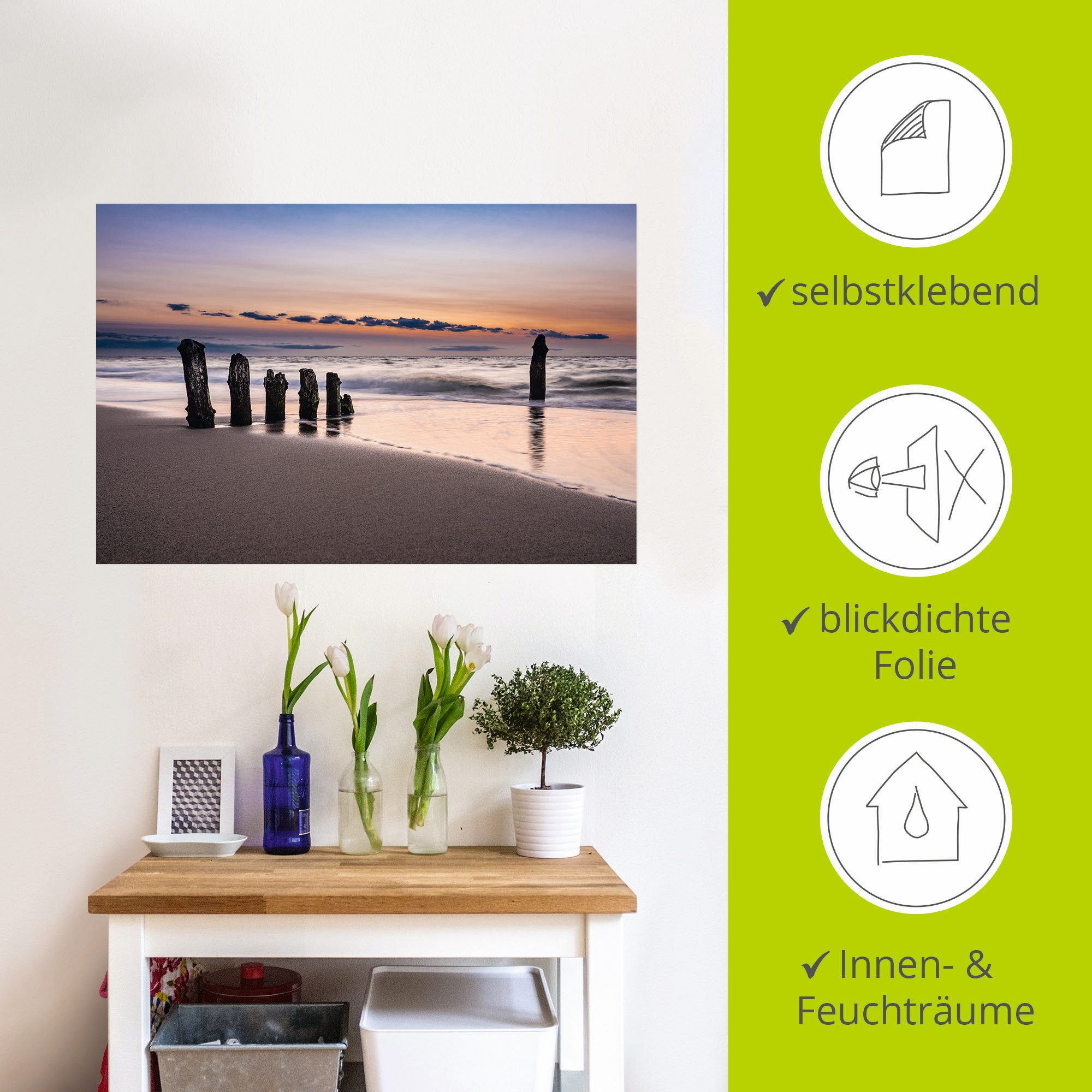 Artland Artprint Blik op de kust van de Oostzee als artprint van aluminium, artprint op linnen, muursticker, verschillende maten