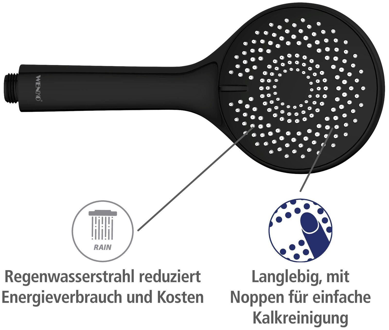 WENKO Handsproeier Watersaving Matzwart , Ø 11 cm (1-delig)