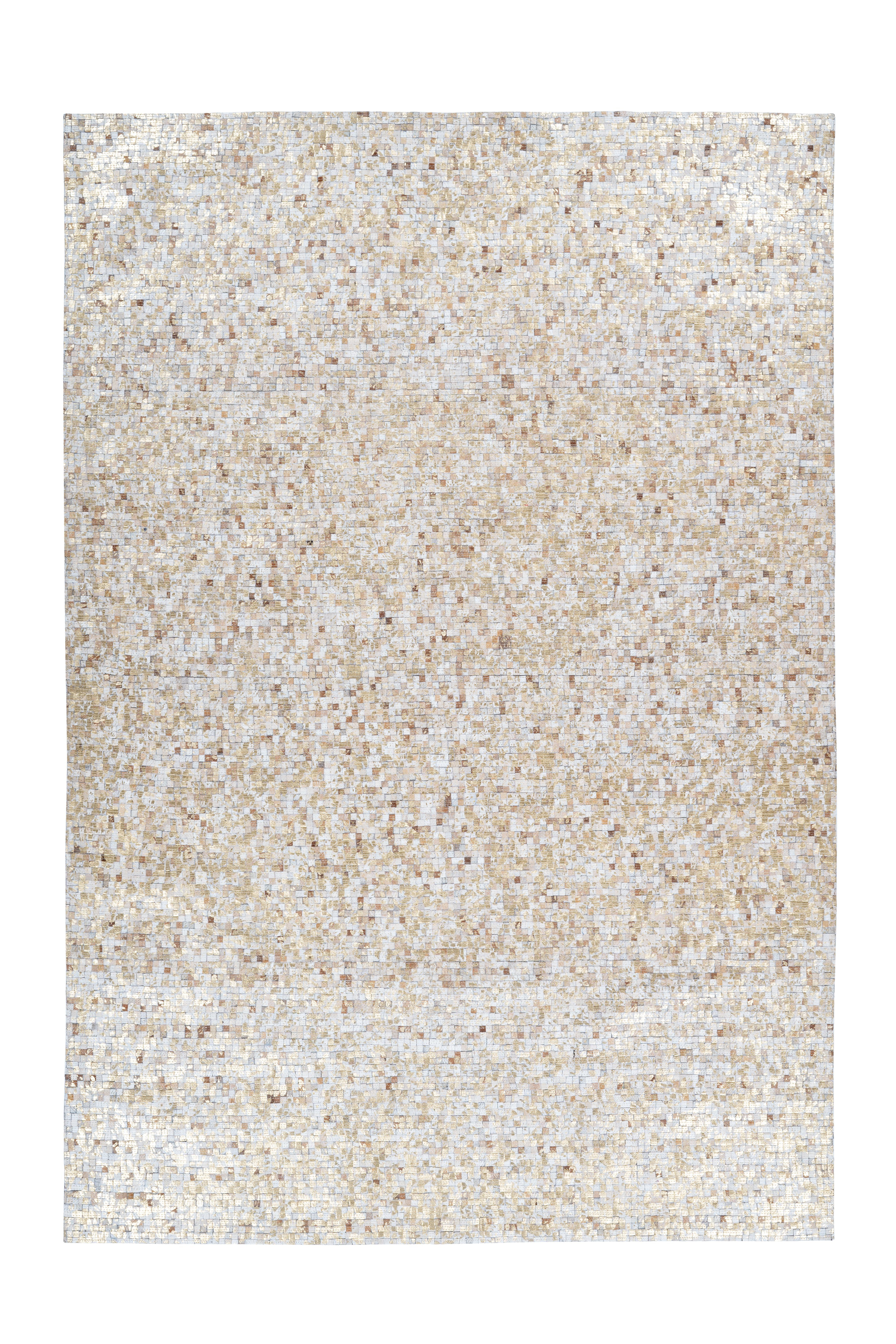 aRTE ESPINA Vloerkleed Finish 100 natuurlijk lederen tapijt, met glanzende metallic kleur, rug van vilt