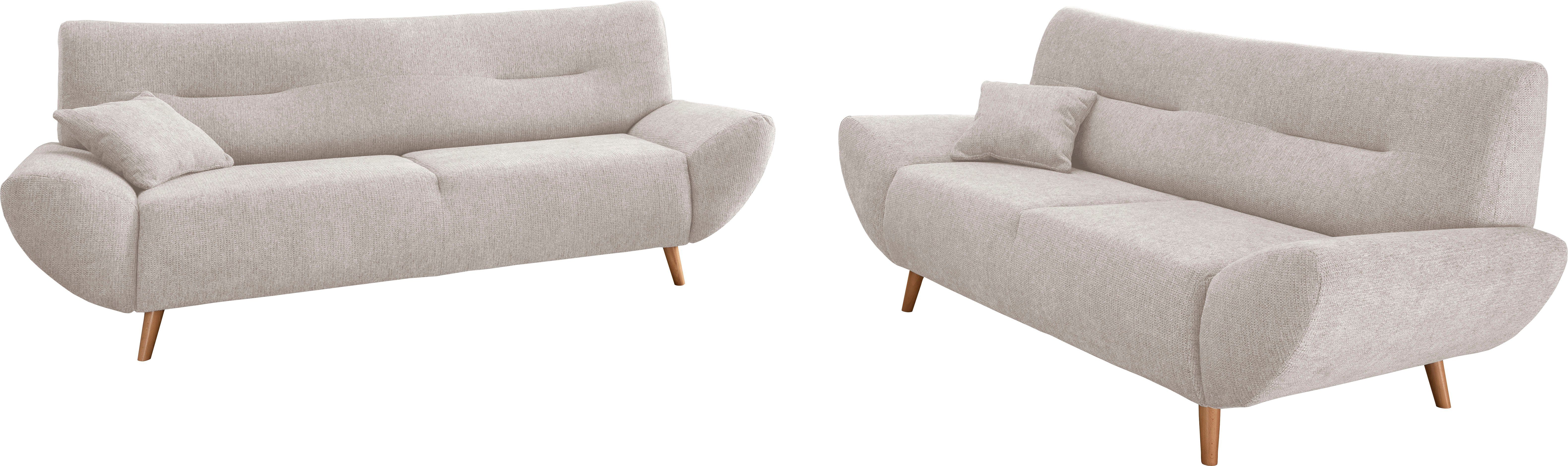 INOSIGN 3-zitsbank Drago, elegant en tijdloos, comfortabel, met houten voet