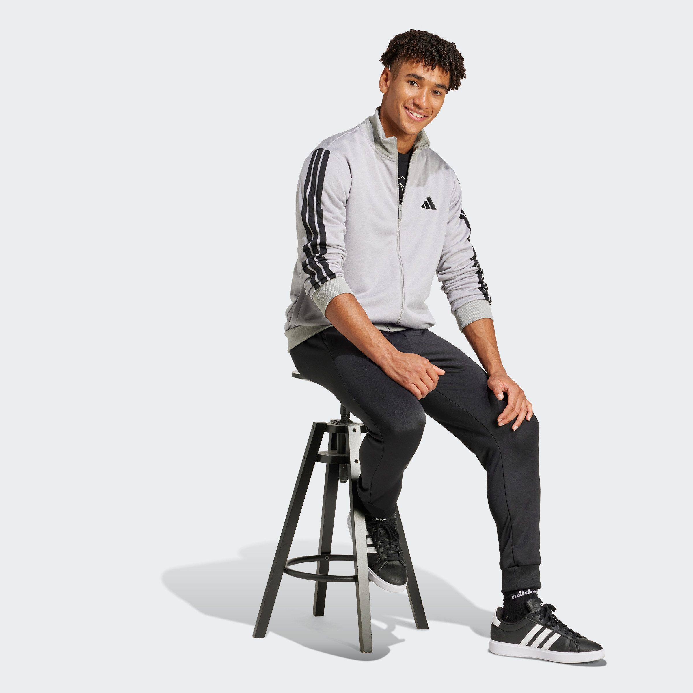 adidas Sportswear Trainingspak M 3S FT TT TS drie-strepen trainingspak van zacht french terry materiaal (2-delig)