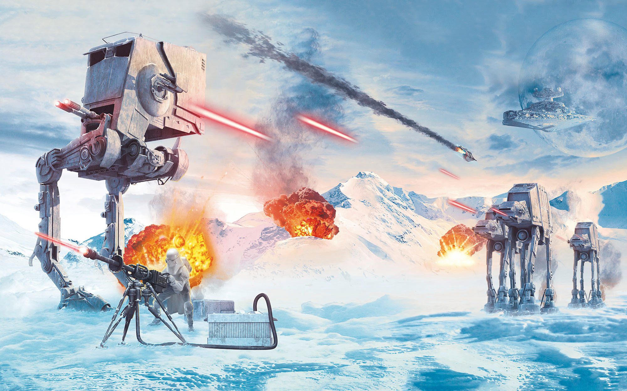 Komar Fotobehang Digitale print vlies - Star Wars Hoth Showdown - Afmeting 400 x 250 cm (1 stuk)