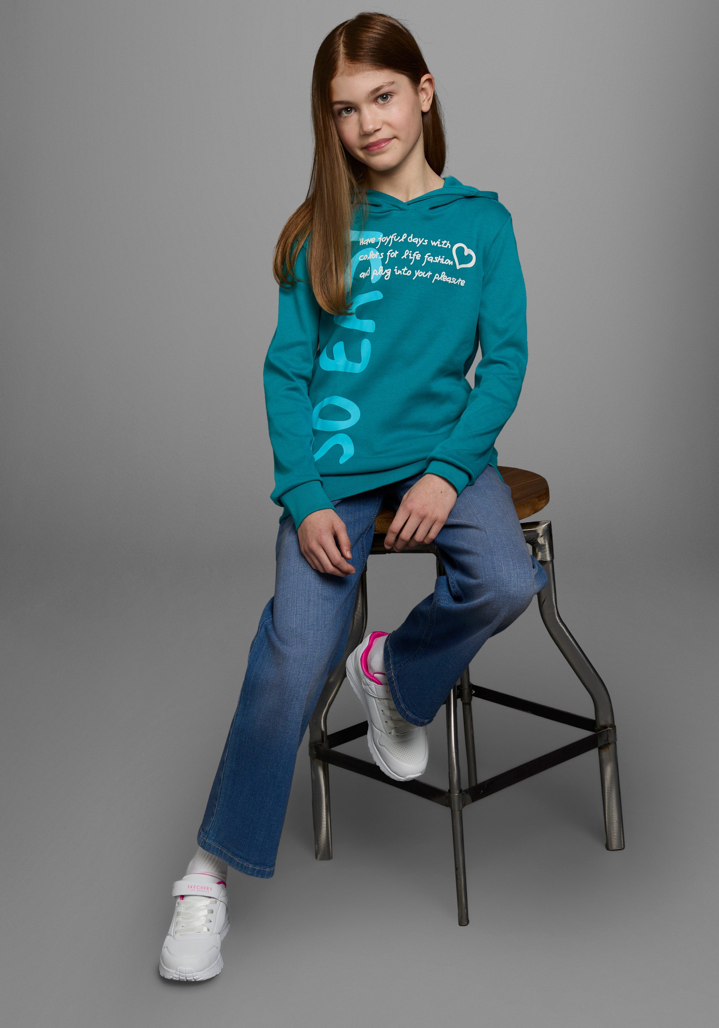 KIDSWORLD Capuchonshirt SO EASY - Print Lange mouwen, basic pasvorm, met modieuze prints