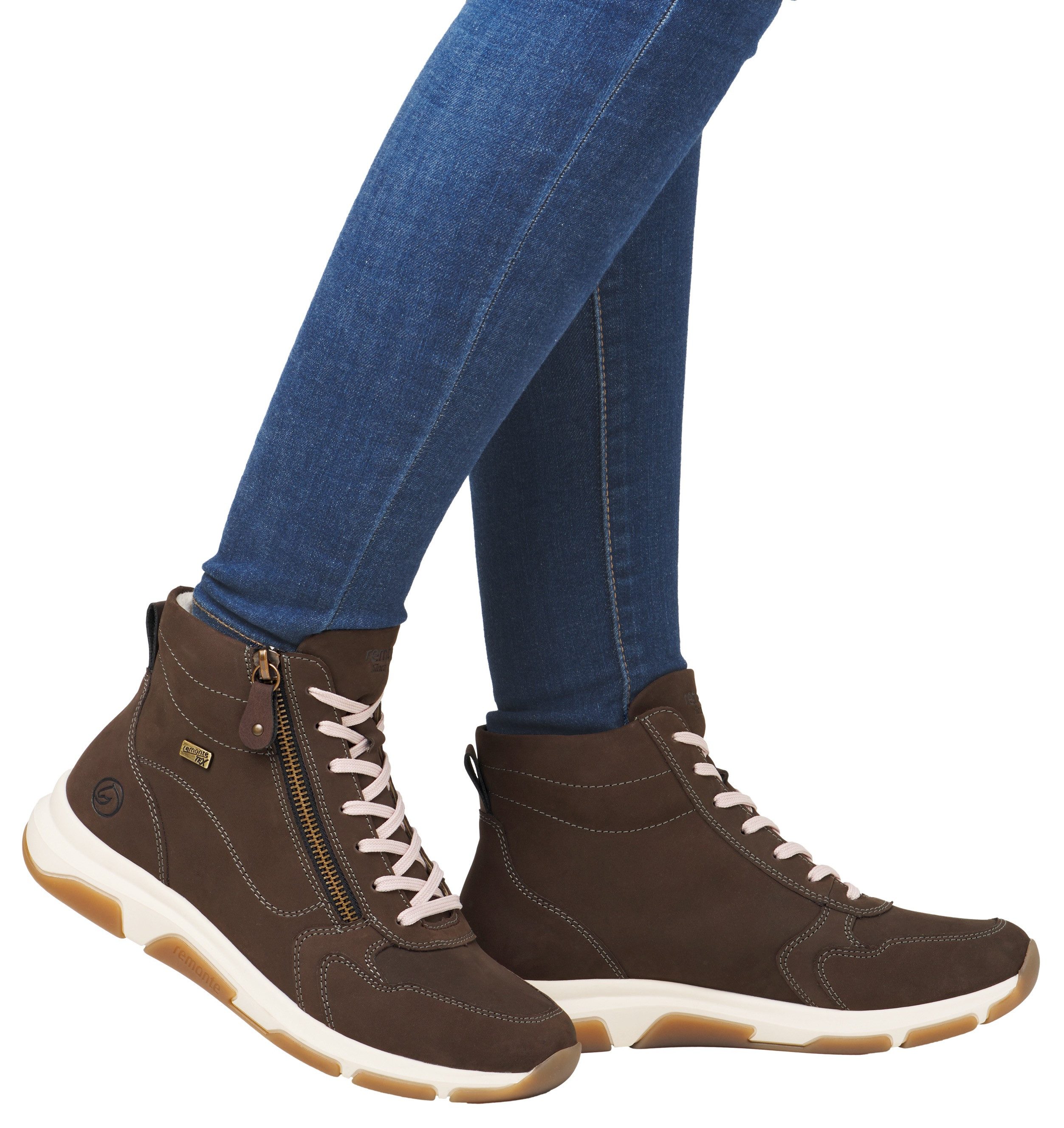 Remonte Sneakers met sleehak high-top sneaker, veterschoen, vrijetijdsschoen met buitenrits