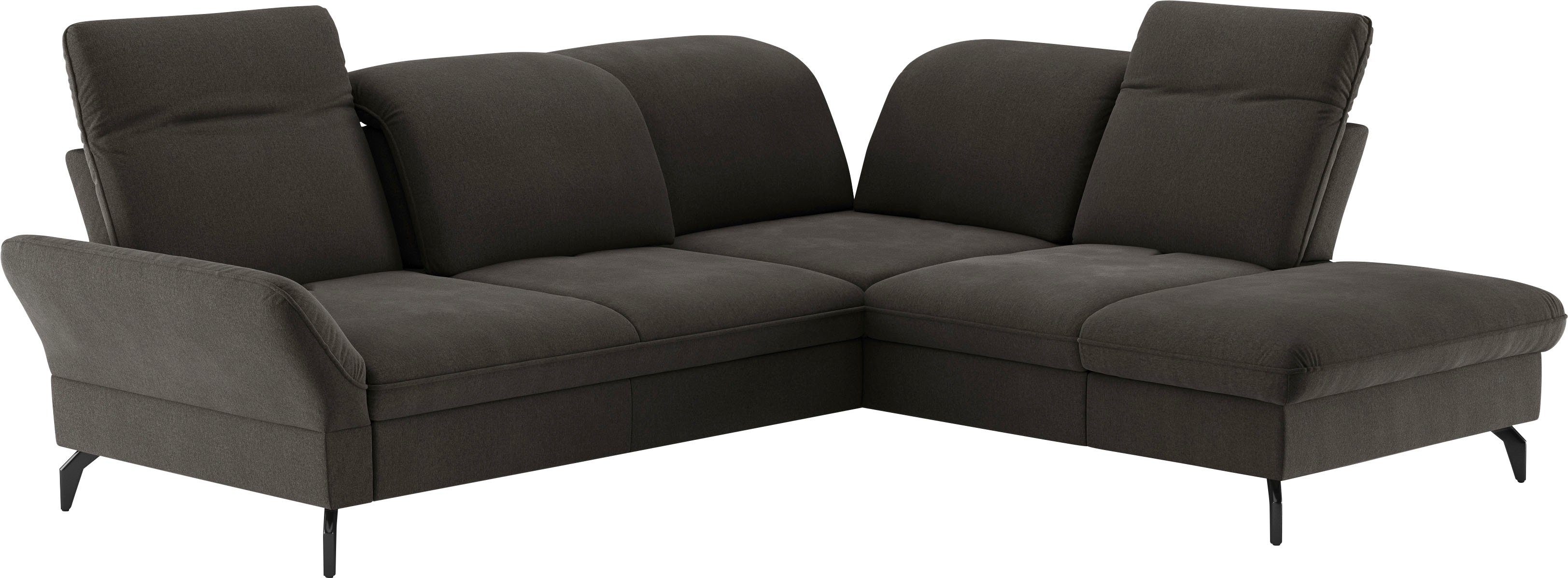 sit&more Hoekbank Leandro L-vorm Naar keuze met bed, hoofdbord en armleuningfunctie, en bergruimte grijs, hoekbanken, Breedte ligoppervlak: 214 cm,