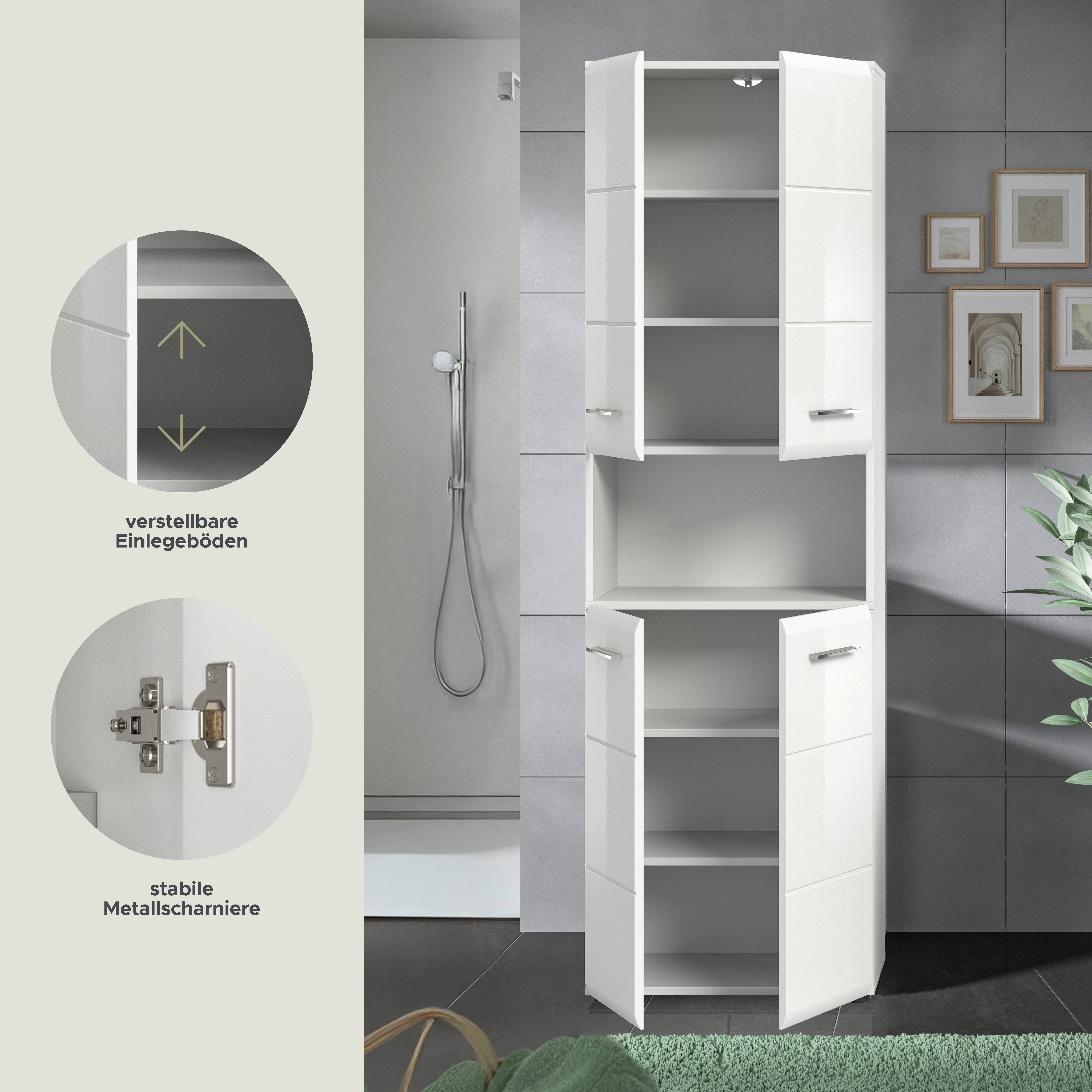 INOSIGN Hoge kast FLORENZ, TOPSELLER!, Hoogte 185 cm, 4 deuren, 4 legplanken, 1 open vak