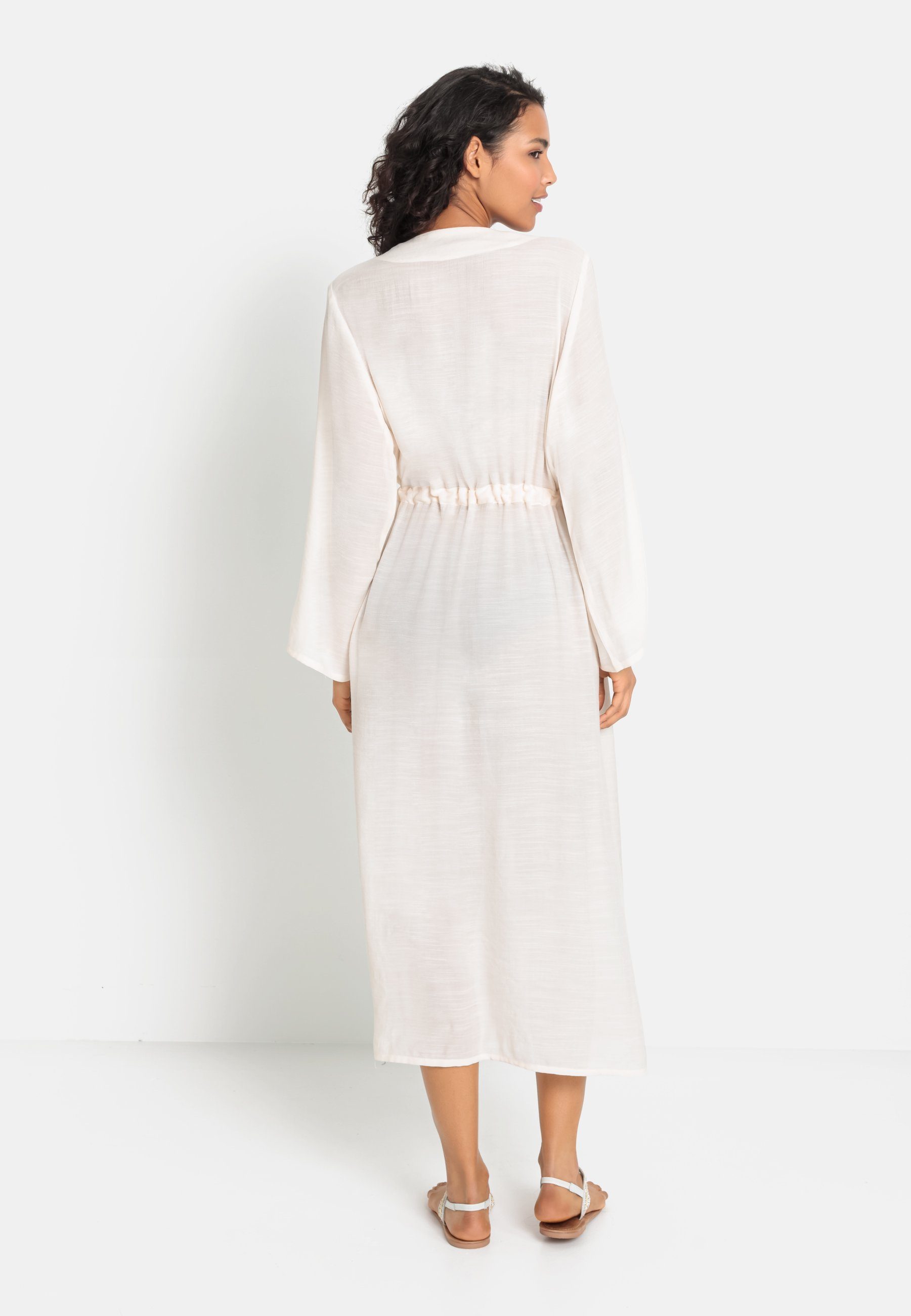 Lascana Strandjurk in kimono-stijl om te binden, lange mouwen zomerjurk, kaftan