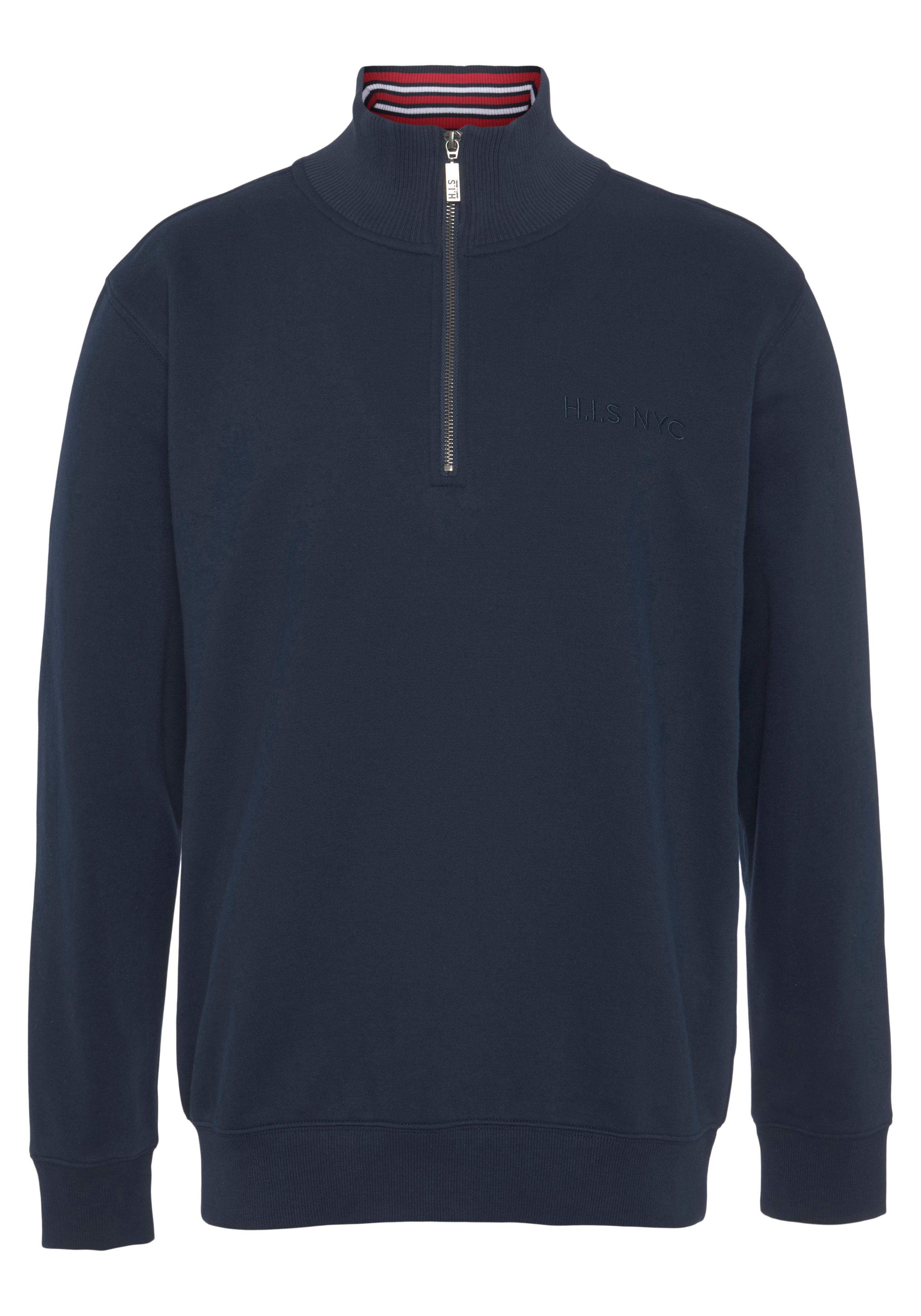 H.I.S Sweatshirt effen, van rekbare sweatstof, met logoborduring