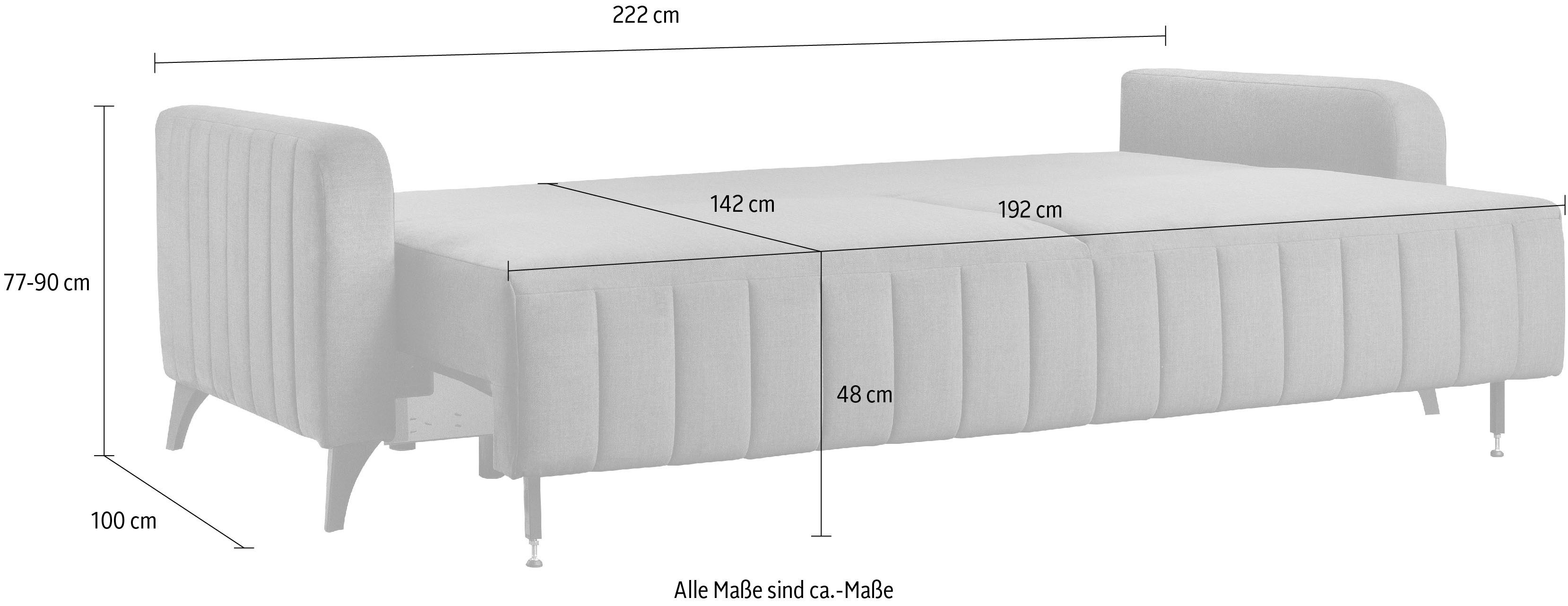 exxpo - sofa fashion 3-zitsbank Grande, hoogwaardige slaapbank van microvelours met slaapbank functie en bedbox, comfortabele binnenvering