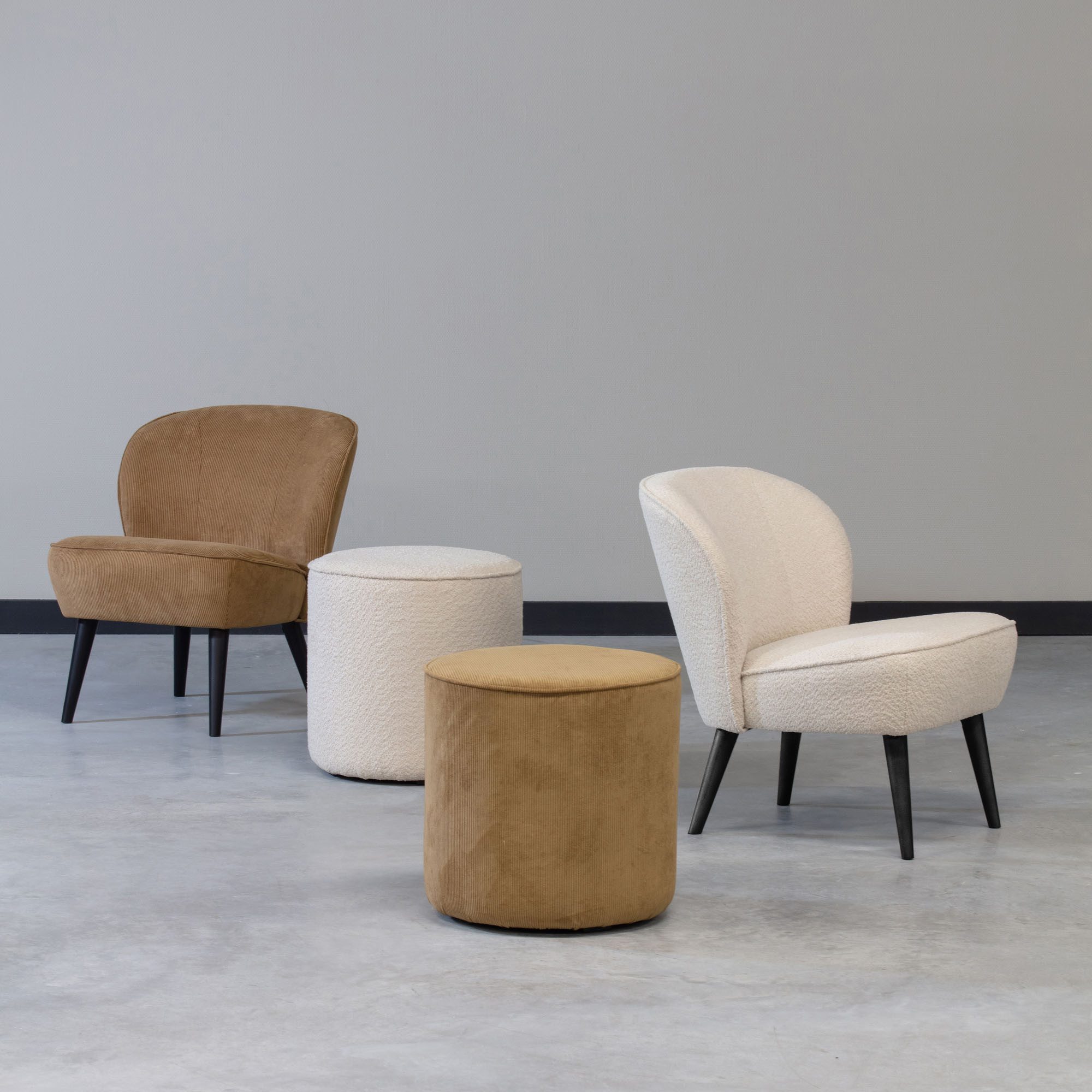 WOOOD Fauteuil Sara zacht gepolsterd, 4-poots onderstel, h 71 cm x b 59 cm