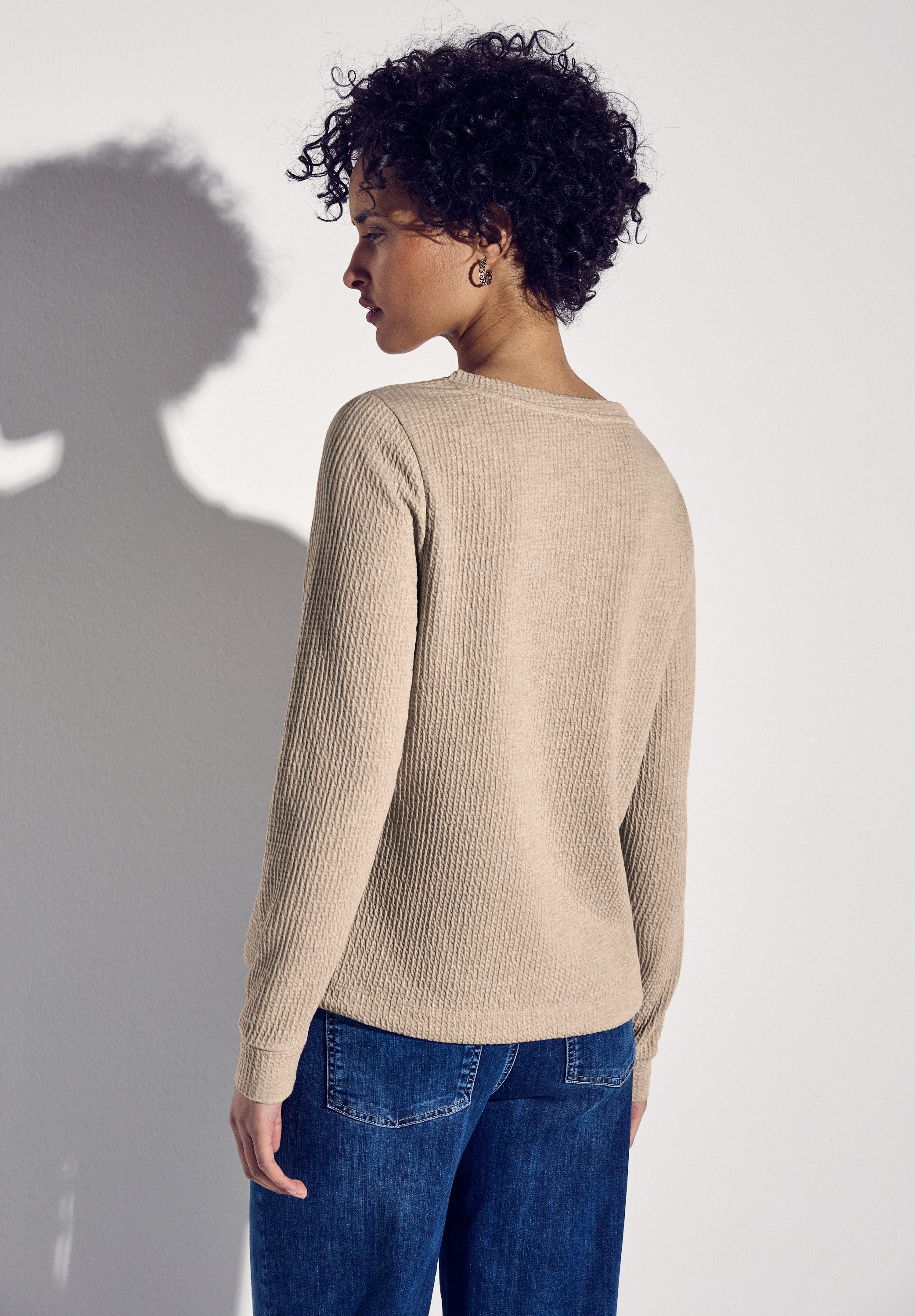 STREET ONE Sweatshirt Structuur-look, met elastische zoom met tunnelkoord