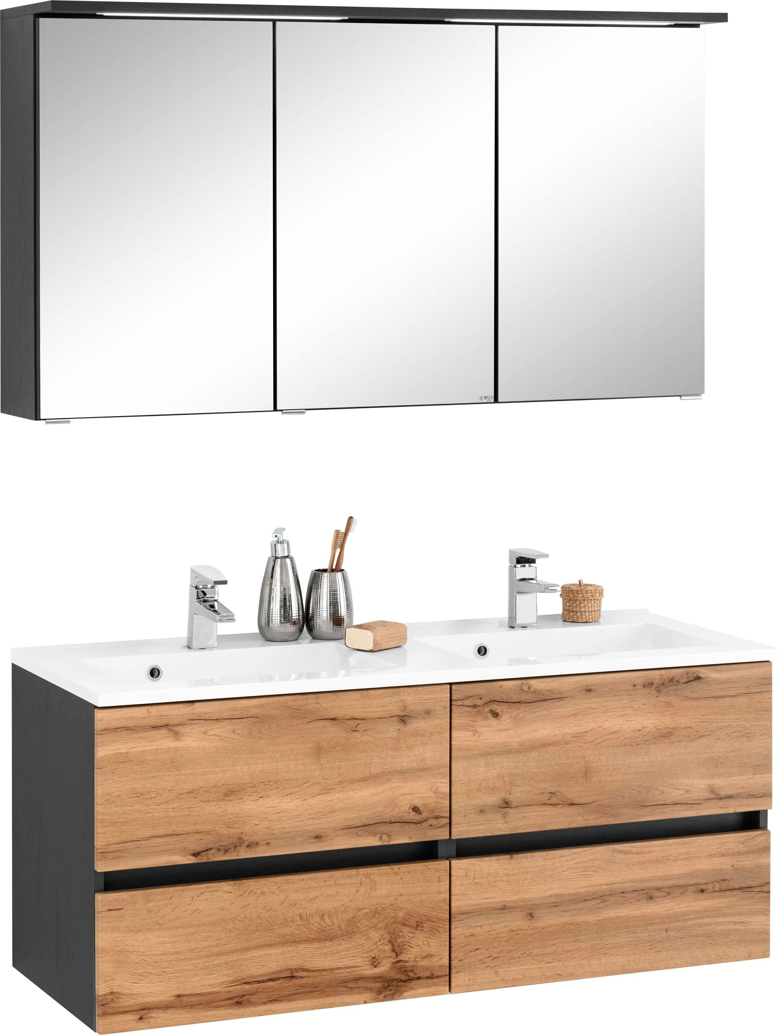 welltime Badkamerserie Lucca Dubbele wastafel, breedte 120 cm (2-delig)