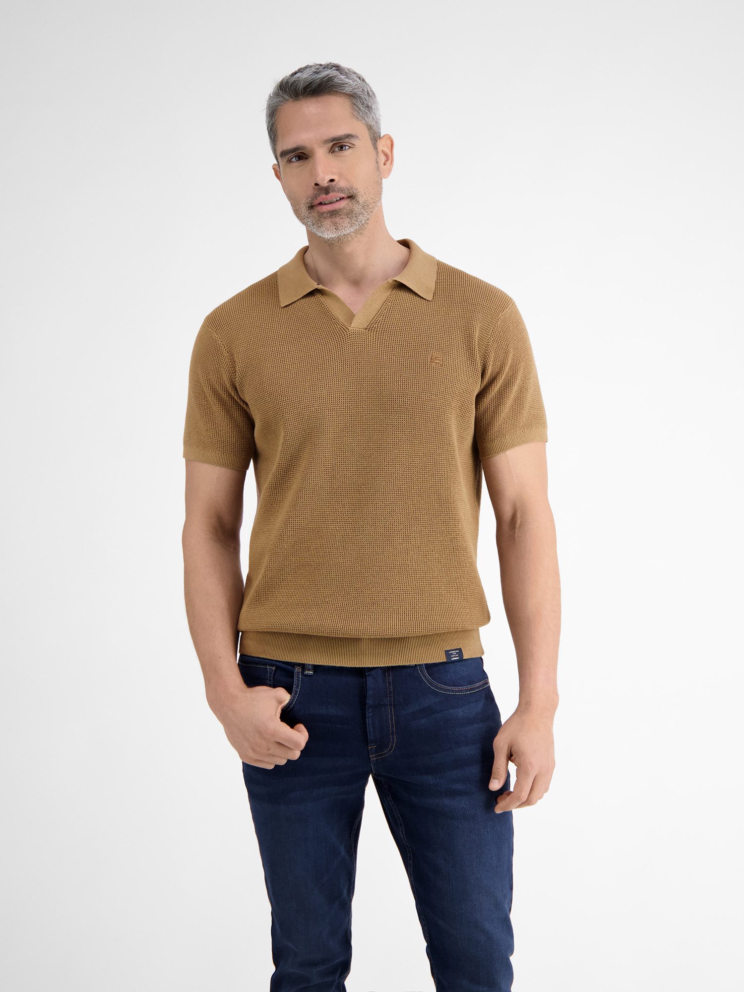 Lerros Poloshirt LERROS Heren gebreide polo met open kraag