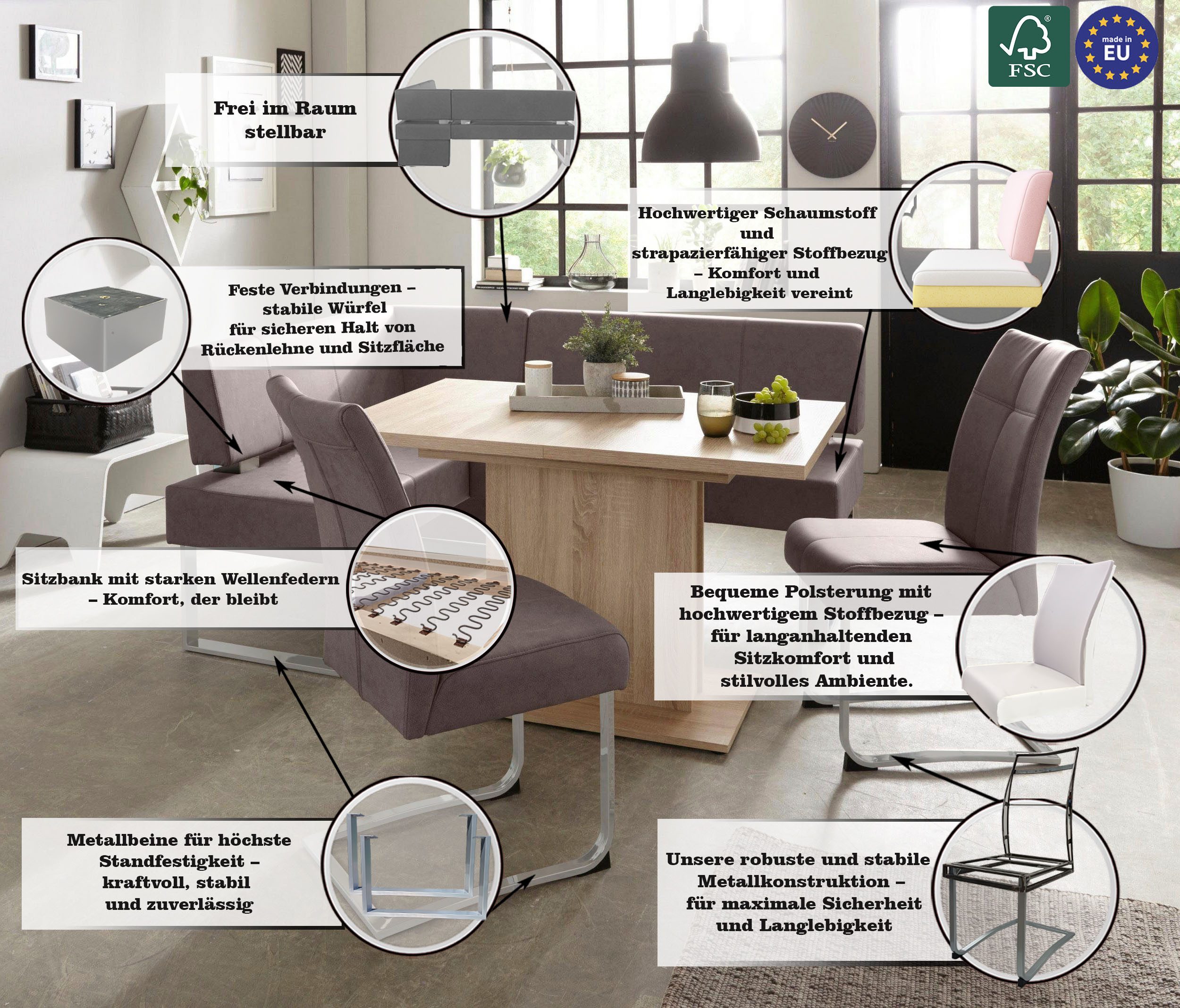 Home affaire Hoekbank RAB in 2 breedten (180 of 200 cm), bekleding in verschillende kwaliteiten