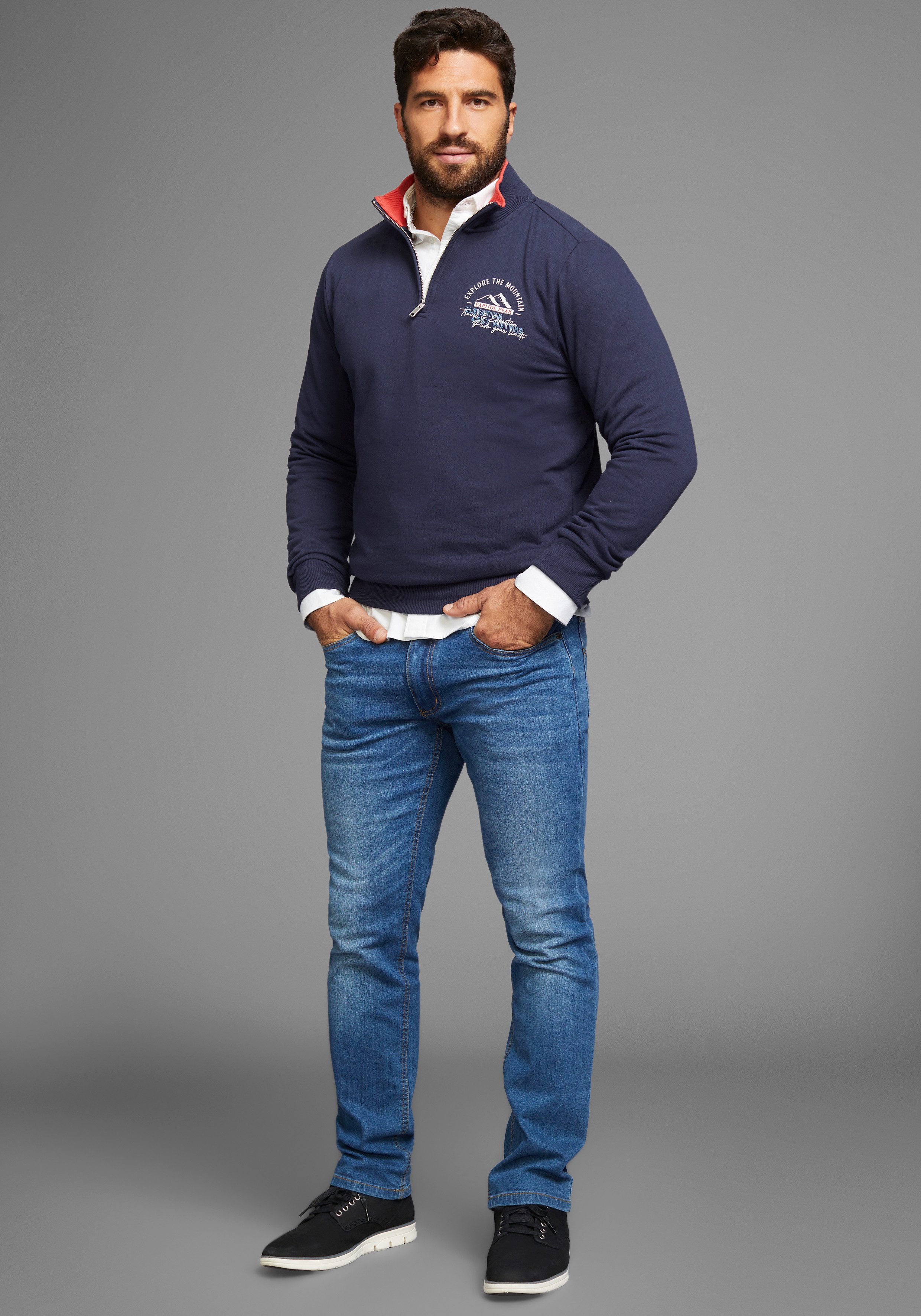 Man's World Sweatshirt met contrasterende kraag nieuwe collectie