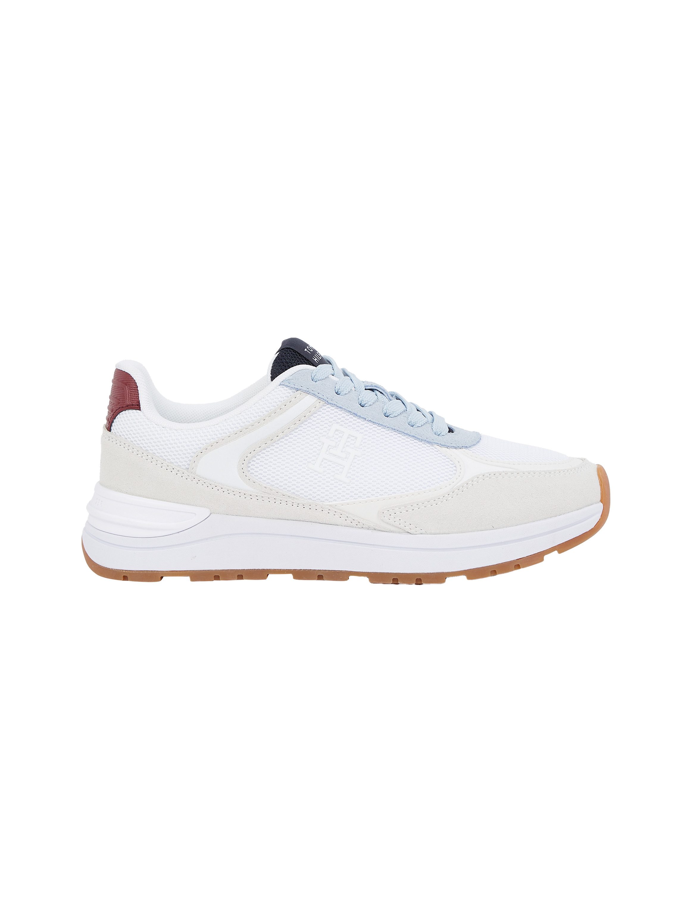 Tommy Hilfiger Sneakers met sleehak CASUAL FASHION RUNNER MIX , vrijetijdsschoen, lage schoen, veterschoen in contrast-look