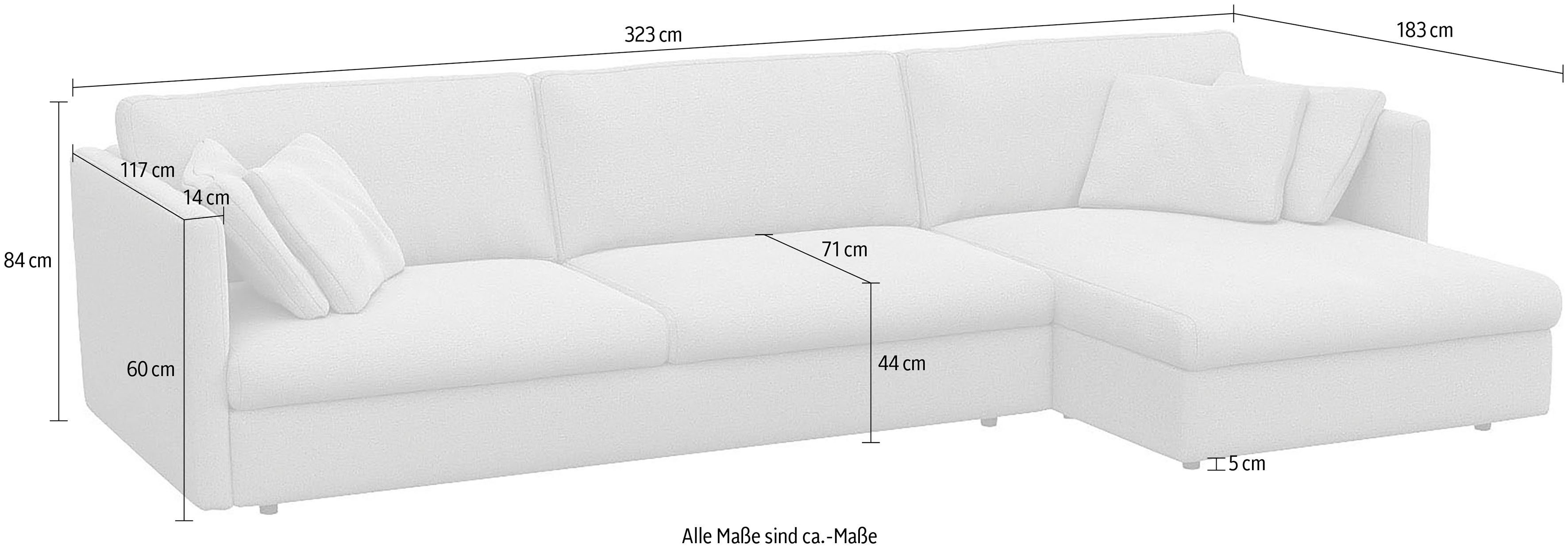 FLEXLUX Hoekbank Lovane Zacht en zeer comfortabel, grote zitdiepte op koudschuim, inclusief sierkussen