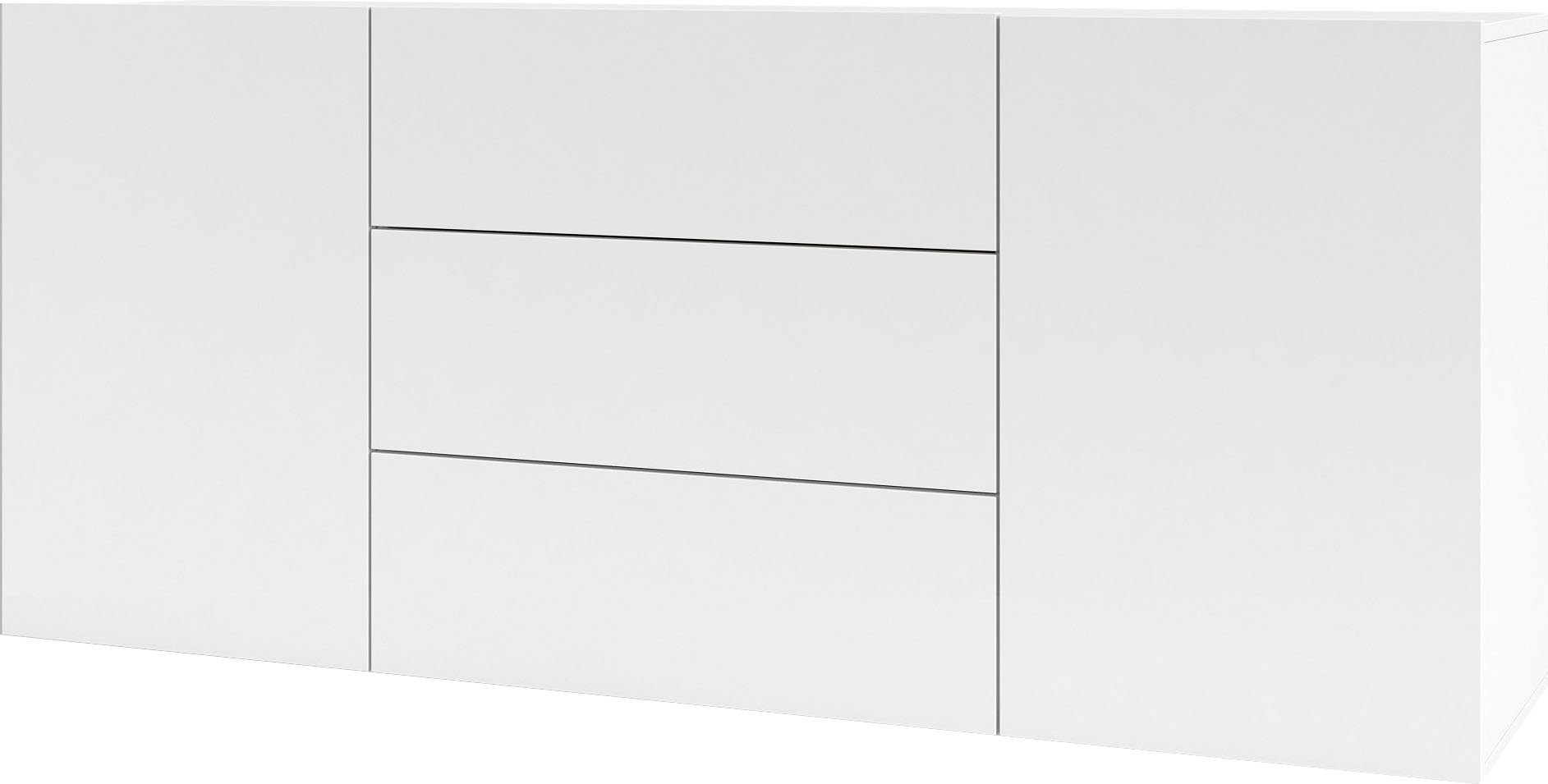 INOSIGN Dressoir Ava, breedte 140 cm, hangend en staand te monteren moderne grepless commode, ladekast, 2 deuren/3 lades